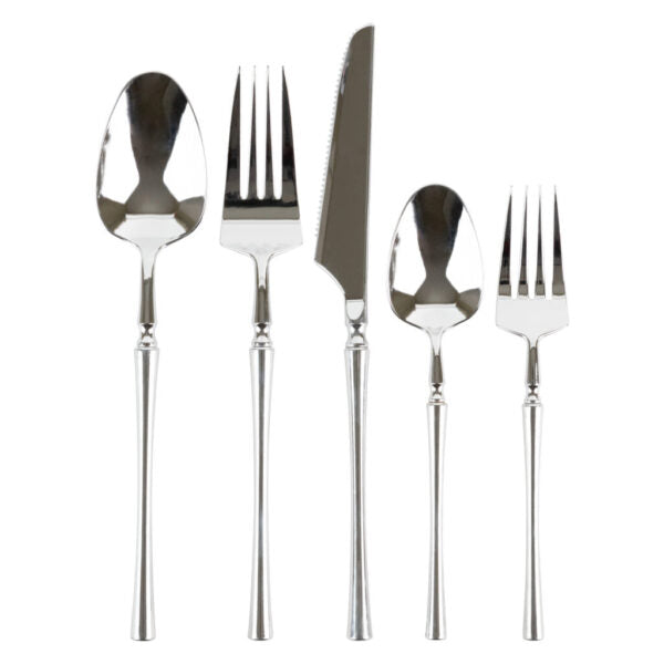 Premium Infinity Collection 40-Piece Silver Flatware Set - Service for 8 - Elegant Stainless Steel Cutlery Set for Fine Dining, Dinner Parties & Wedding Gifts