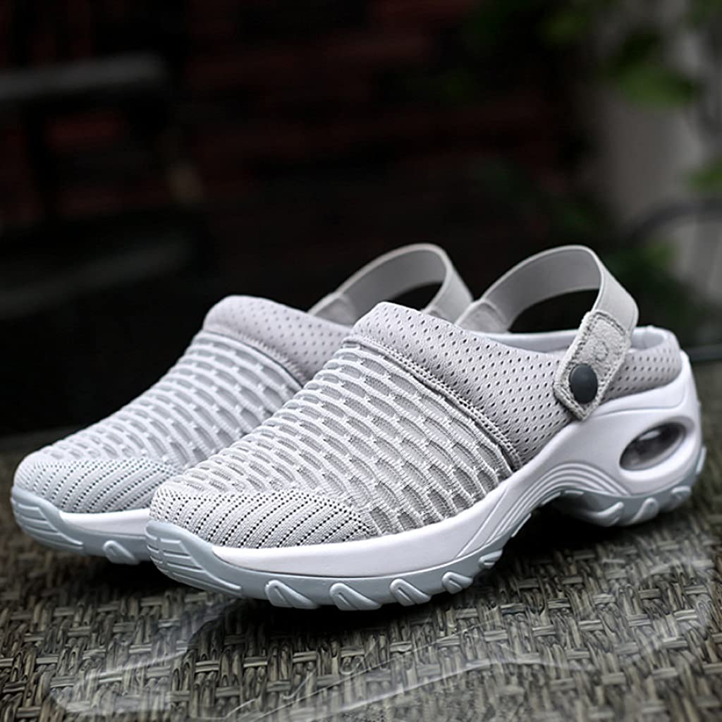 XJJZS Women's Comfortable Height Increasing Sandals - Non-Slip Thick Sole Breathable Mesh Casual Walking Shoes for Ladies - Perfect for Outdoor Activities, Beach & Summer Wear (Size 40)