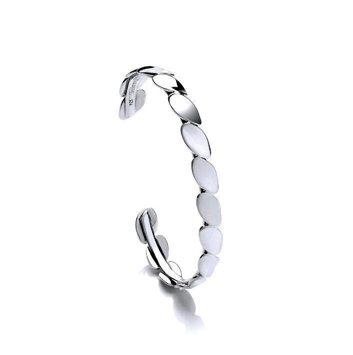 Smooth Silver Pebbles Bangle Bracelet for Women - Minimalist Stackable Jewelry for Everyday Wear & Special Occasions