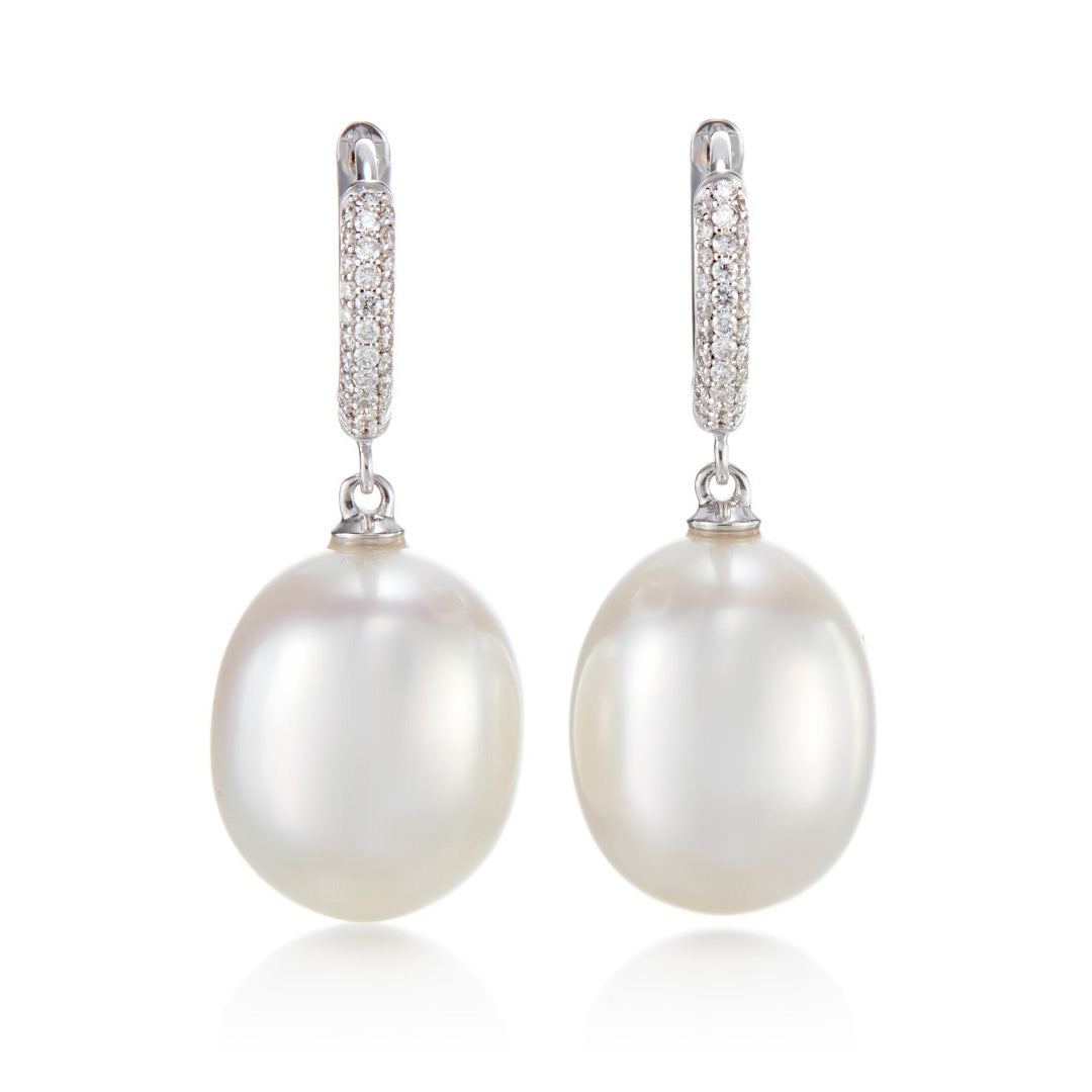 Exquisite South Sea Pearl & Diamond Chelsea Earrings – Elegant Luxury Jewelry for Women | Perfect for Weddings, Parties & Special Occasions