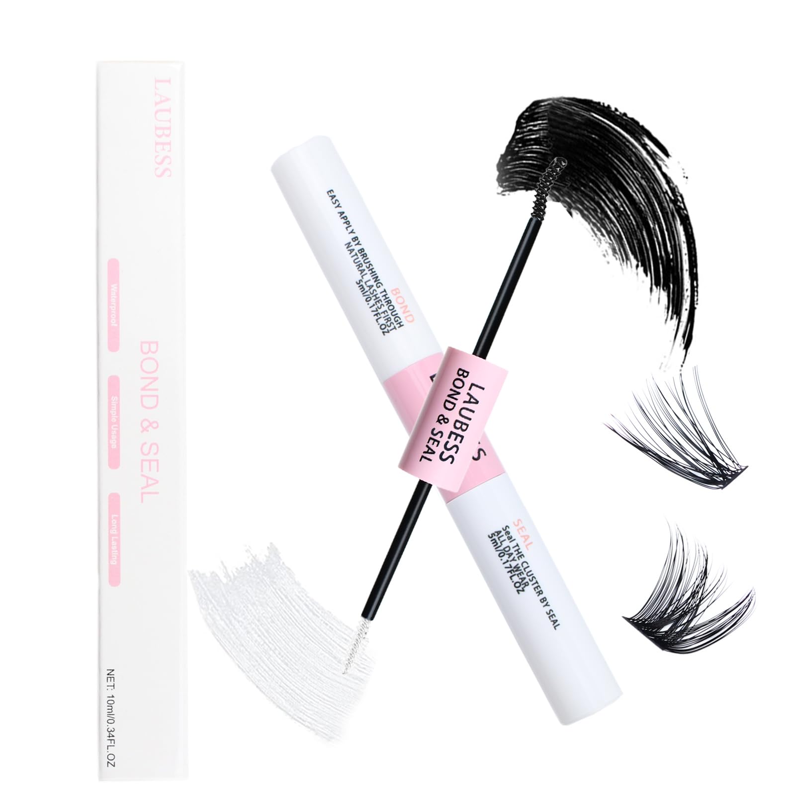 Long Lasting Eyelash Extension Glue - Clear Cluster & Individual Lash Adhesive, Waterproof DIY Lash Bond with Mascara Wand, Strong Hold 48-72 Hours | Perfect for Professional Salon Use & Home Lash Extensions