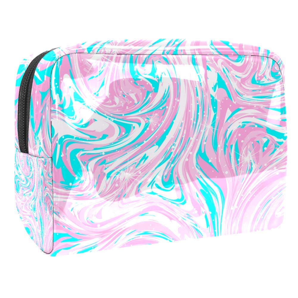 Portable Makeup Bag with Zipper - Travel Toiletry Organizer for Women | Waterproof Cosmetic Pouch with Marble Abstract Design | Perfect for Travel, Gym, and Daily Storage