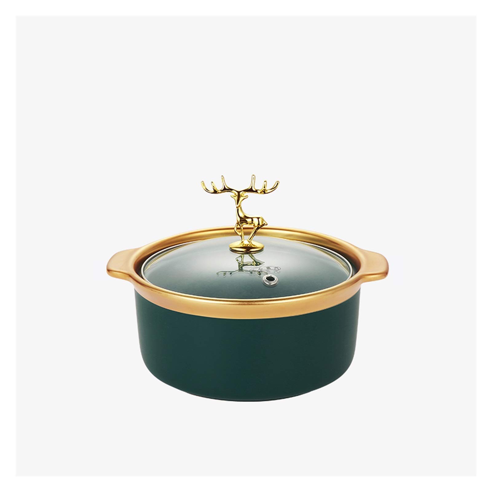 Dark Green 2.5L High-Temperature Resistant Soup Pot with Glass Lid - Dual Handle Casserole Cookware for Stovetop & Oven Use - Perfect for Stews, Soups, and Slow Cooking