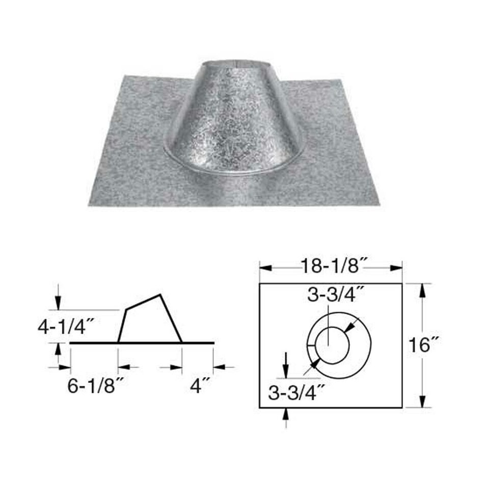 Duravent 3 PelletVent Pro Adjustable Roof Flashing 3PVP F6 - High Quality Stainless Steel Chimney Vent Kit for Wood Pellet Stoves - Perfect for Home Heating System Installation & Roof Protection