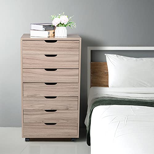 Oak & Grey Storage Cabinet with 7 Drawers & Shelves - Office Organizer for Files, Supplies | Perfect for Home Office, Garage & Utility Room Organization