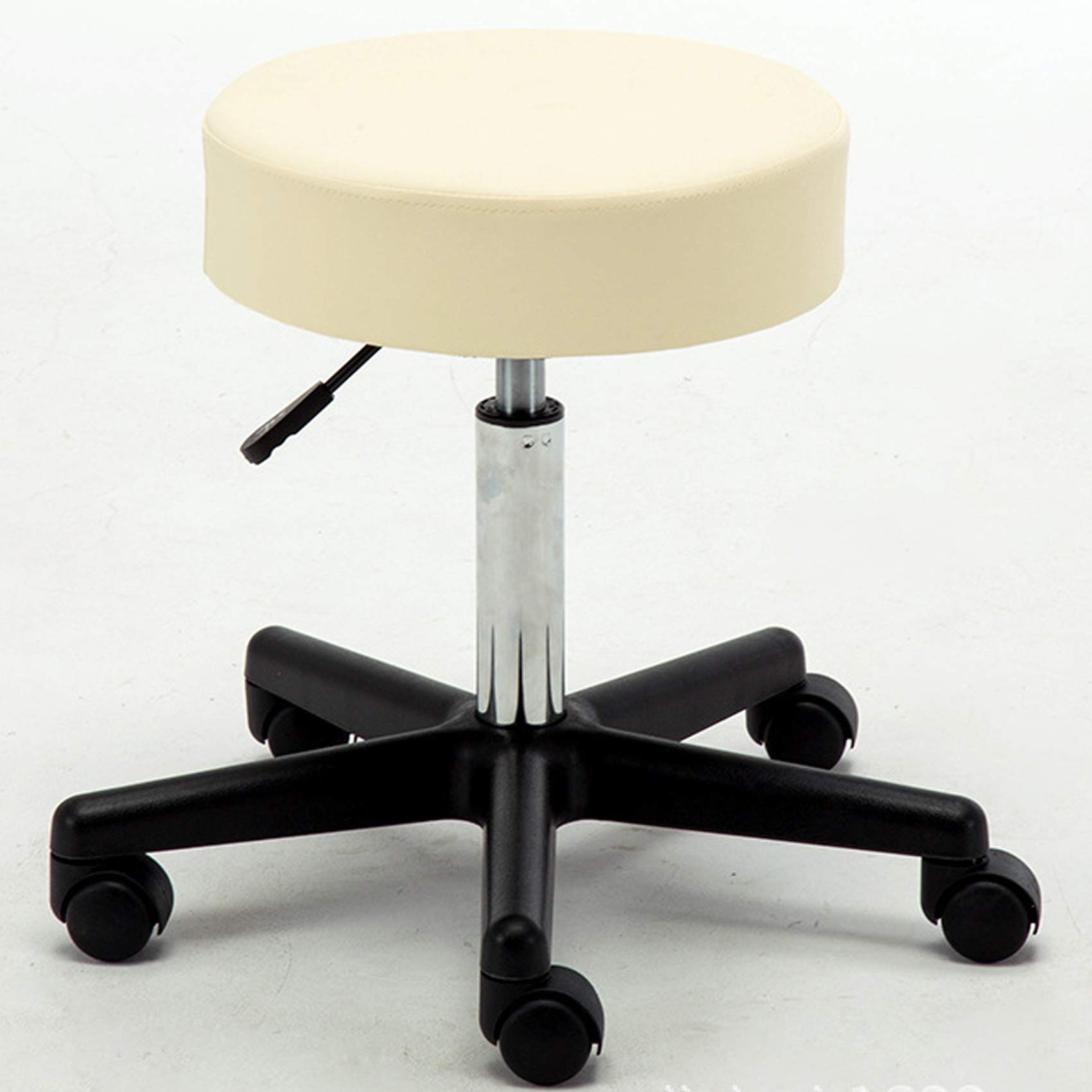 Yogafa Adjustable Hydraulic Rotating Stool - Swivel Rolling Salon Chair for Tattoo, Massage, Facial & Spa - Beige - Perfect for Beauty Salons, Tattoo Studios & Home Spa Use