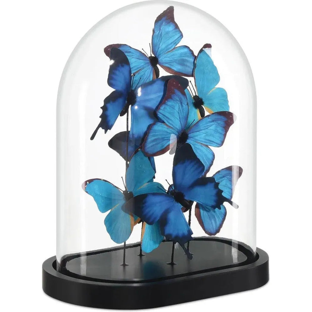 13 Rue de Bac Wood & Glass Blue Butterflies Sculpture - Handmade Home Decor for Living Room, Bedroom & Office - Unique Gift Idea