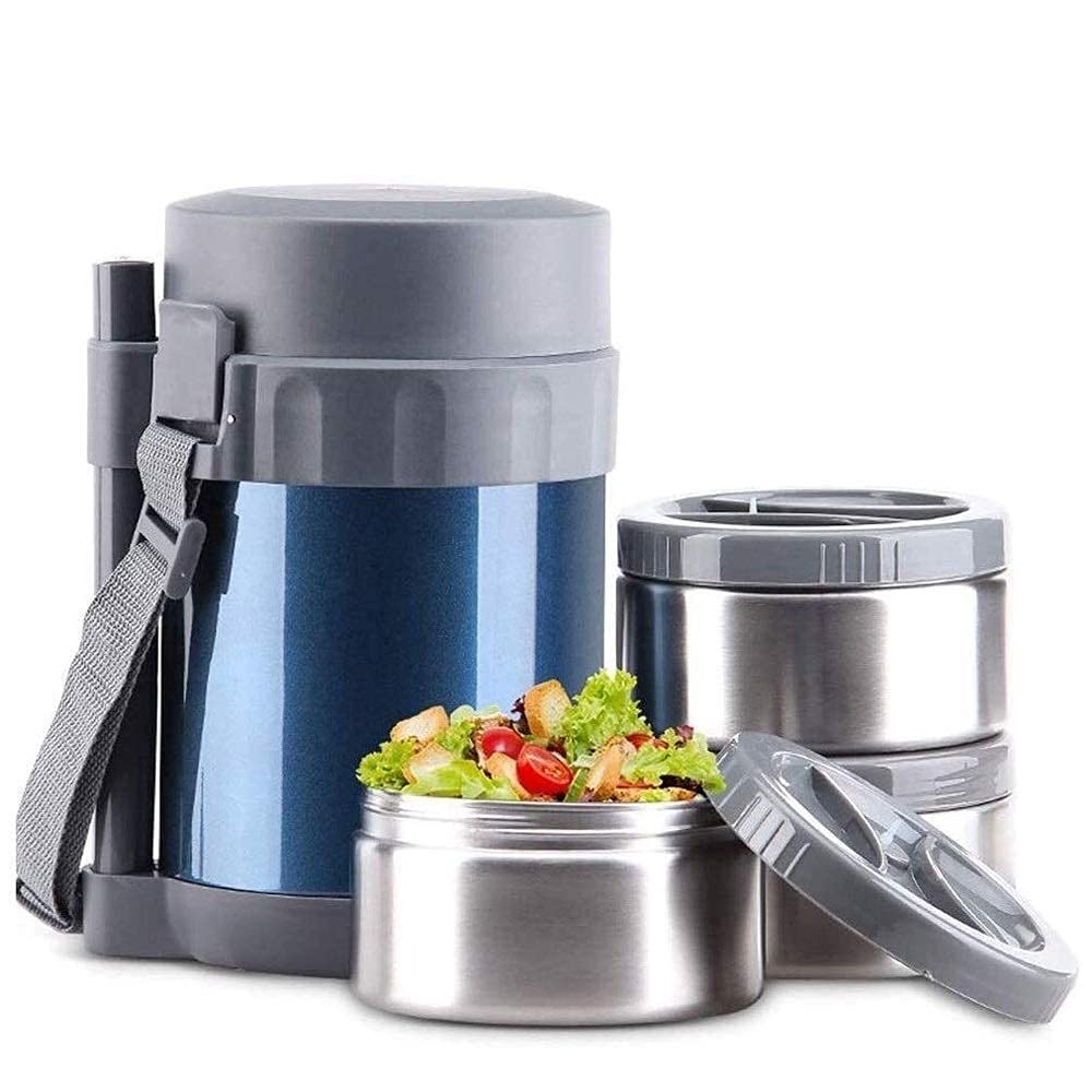 Stainless Steel Leakproof Lunch Box for Adults - Insulated Portable Food Container for School, Office, Picnic & Travel - BPA-Free, Blue Gift for Men & Women