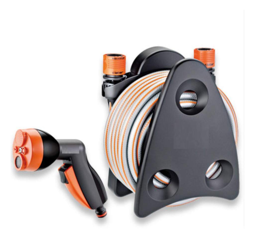 JLDN Lightweight Portable Garden Hose Reel with 10m Hose & Spray Gun - Perfect for Home, Garden, Greenhouse & Outdoor Watering (Gray)