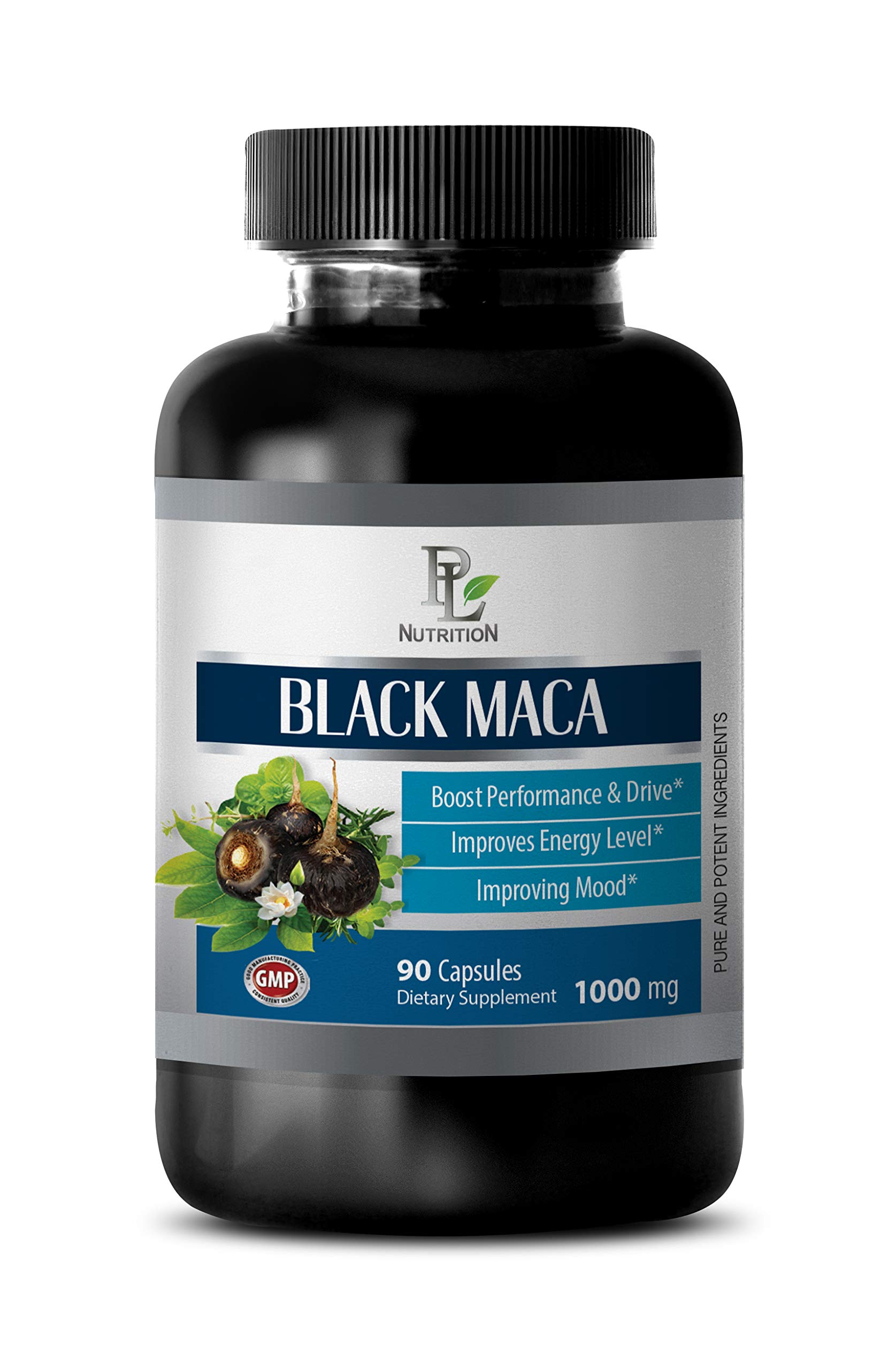 Black Maca Root Capsules 1000mg for Men - Energy Support Extra Strength - Boost Performance & Drive - 90 Vegetable Capsules - Natural Stamina & Vitality Supplement for Workout, Gym & Daily Energy