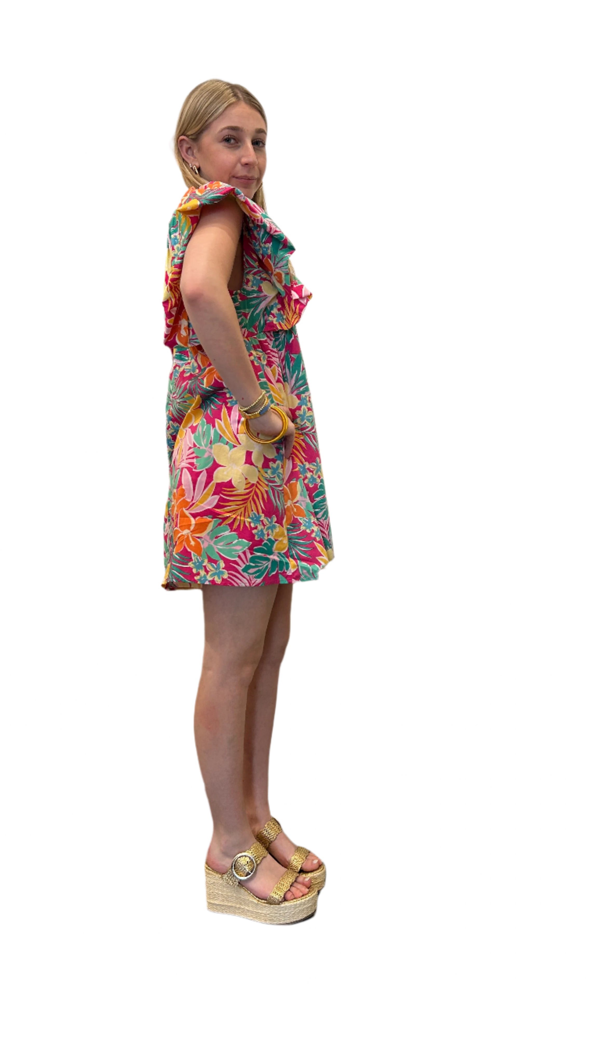 Tropical Floral Mini Dress for Women - Multi Color Summer Beach Dress, Party Outfit & Vacation Wear