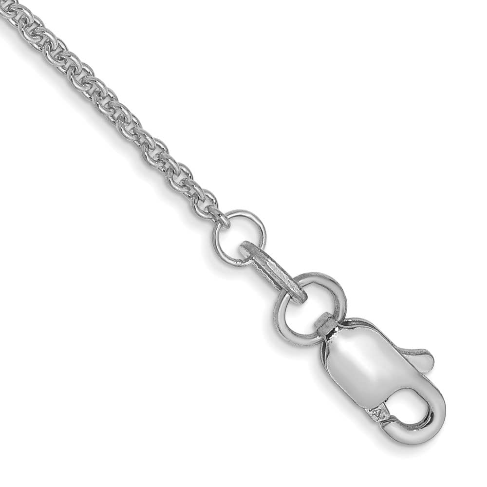 14K White Gold 1.4mm Solid Polished Cable Chain Anklet - Dainty & Elegant Ankle Bracelet for Women, Perfect for Weddings, Parties & Everyday Wear