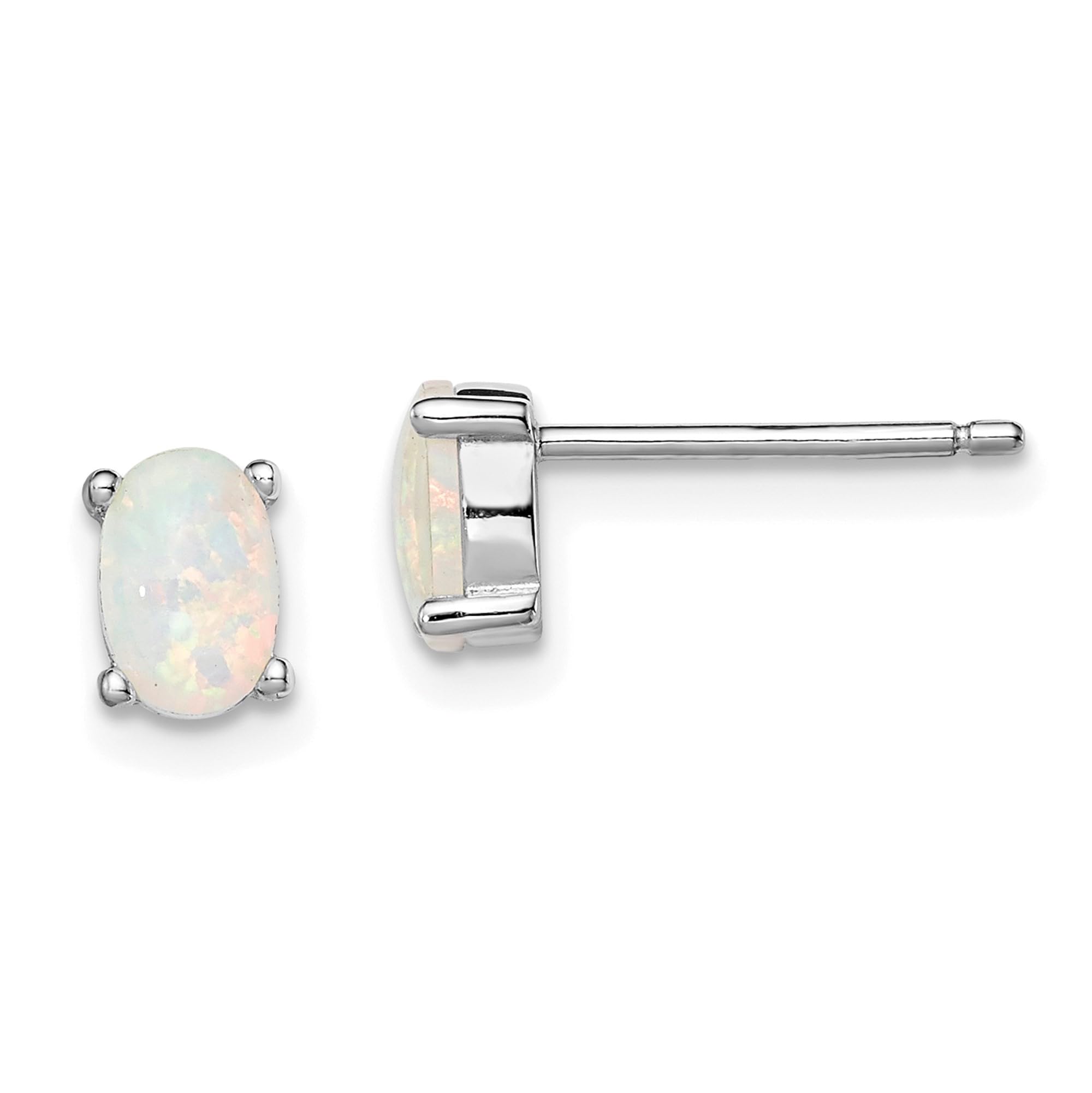 925 Sterling Silver Lab Opal Stud Earrings for Women - Hypoallergenic Gemstone Jewelry - Perfect for Everyday Wear, Gifts & Special Occasions
