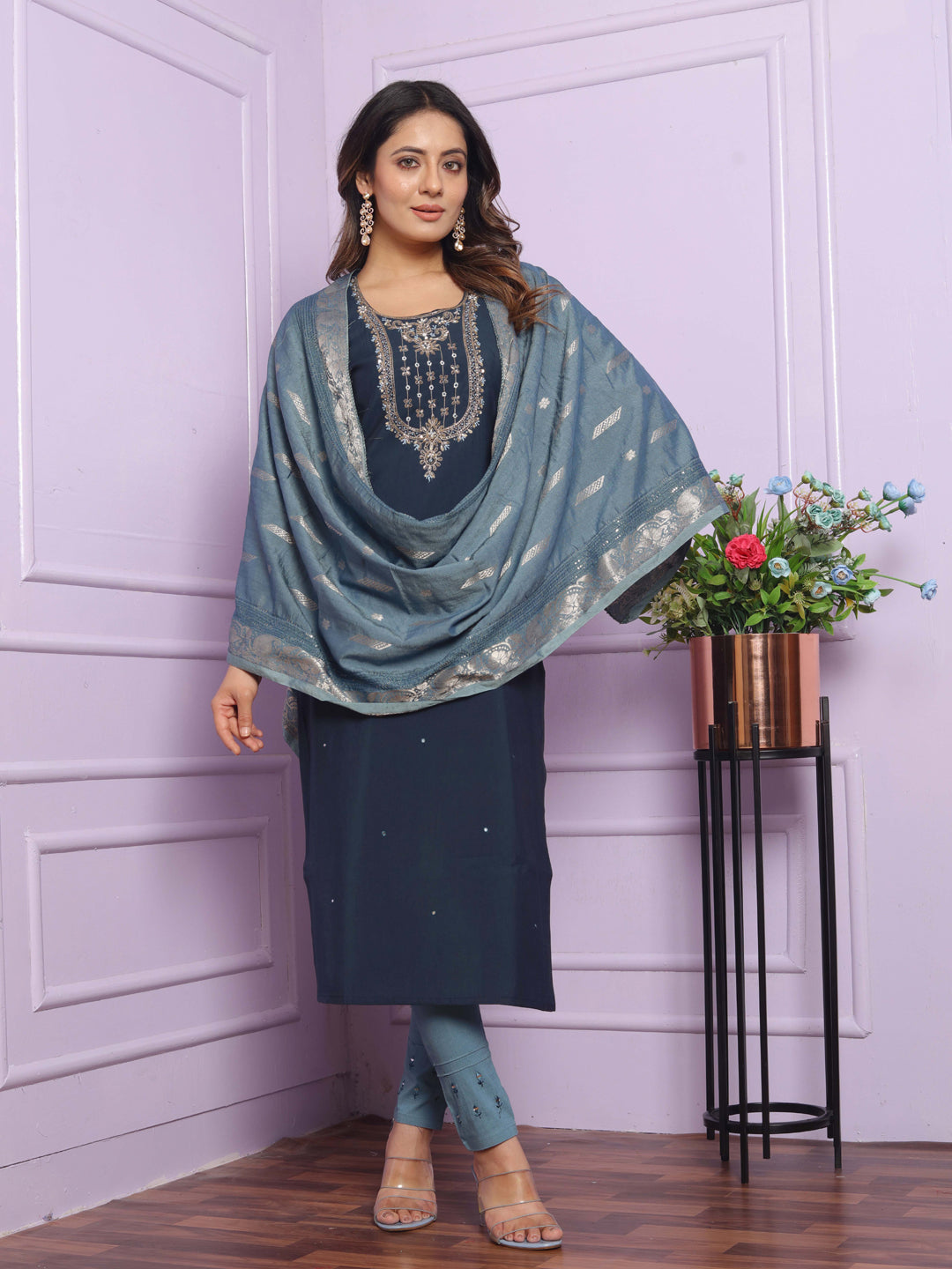 Elegant Blue Designer Party Wear Pant Suit with Hand Embroidery - Perfect for Weddings, Cocktail Parties & Special Occasions
