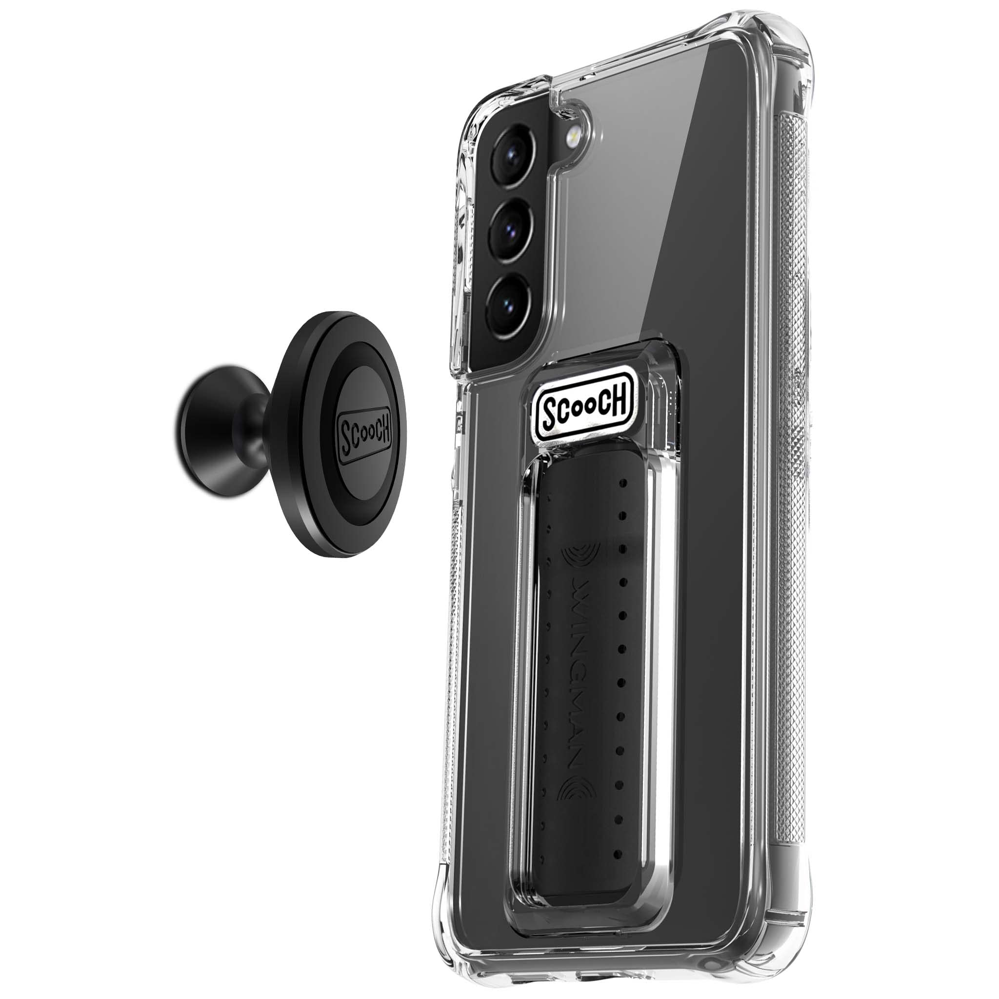 Scooch Wingman Case with Pop Out Car Mount, Grip, and Kickstand for Samsung Galaxy S22 [10 ft Drop Protection] - Compact Magnetic Car Mount & Phone Holder for Safe Driving and Hands-Free Use