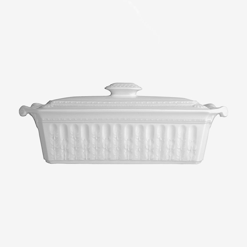 Bernardaud Louvre Covered Terrine - Elegant Rectangular French Porcelain Serving Dish for Gourmet Meals & Dinner Parties