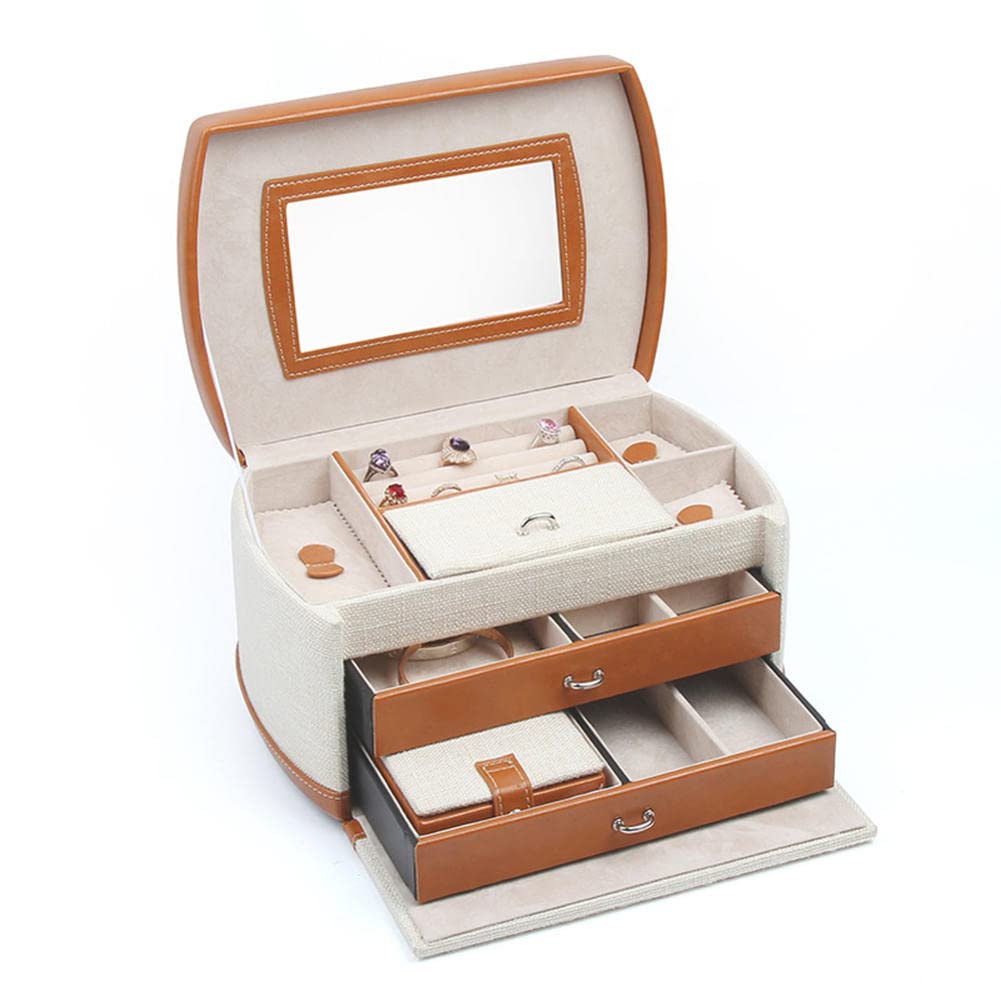 3-Layer Jewelry Storage Box with Double Drawers - Portable Travel Jewelry Organizer for Women | Perfect for Home, Office & Vacation Accessory Organization
