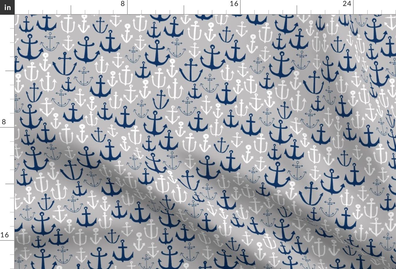 Anchors Navy Grey Nautical Printed Velvet Fabric - Fat Quarter Upholstery Material for Home Decor, Apparel & Marine Themed DIY Projects | Perfect for Summer Sailing Decor, Pillow Covers & Nautical Clothing