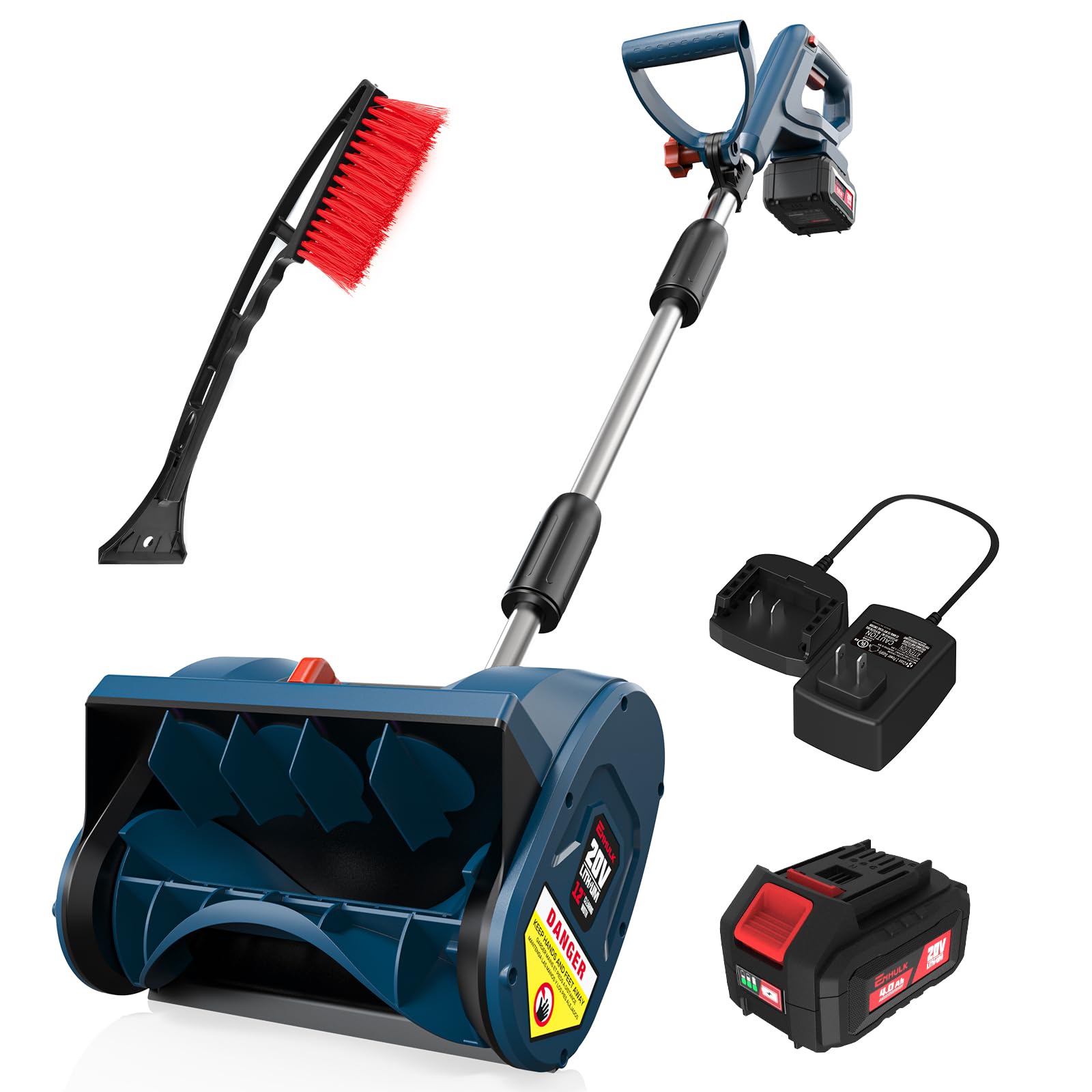 20V Cordless Electric Snow Shovel - 12-Inch Battery Powered Snow Blower with 4-Ah Battery & Quick Charger | Adjustable Front Handle & Directional Plate | Perfect for Driveways, Sidewalks & Home Snow Removal
