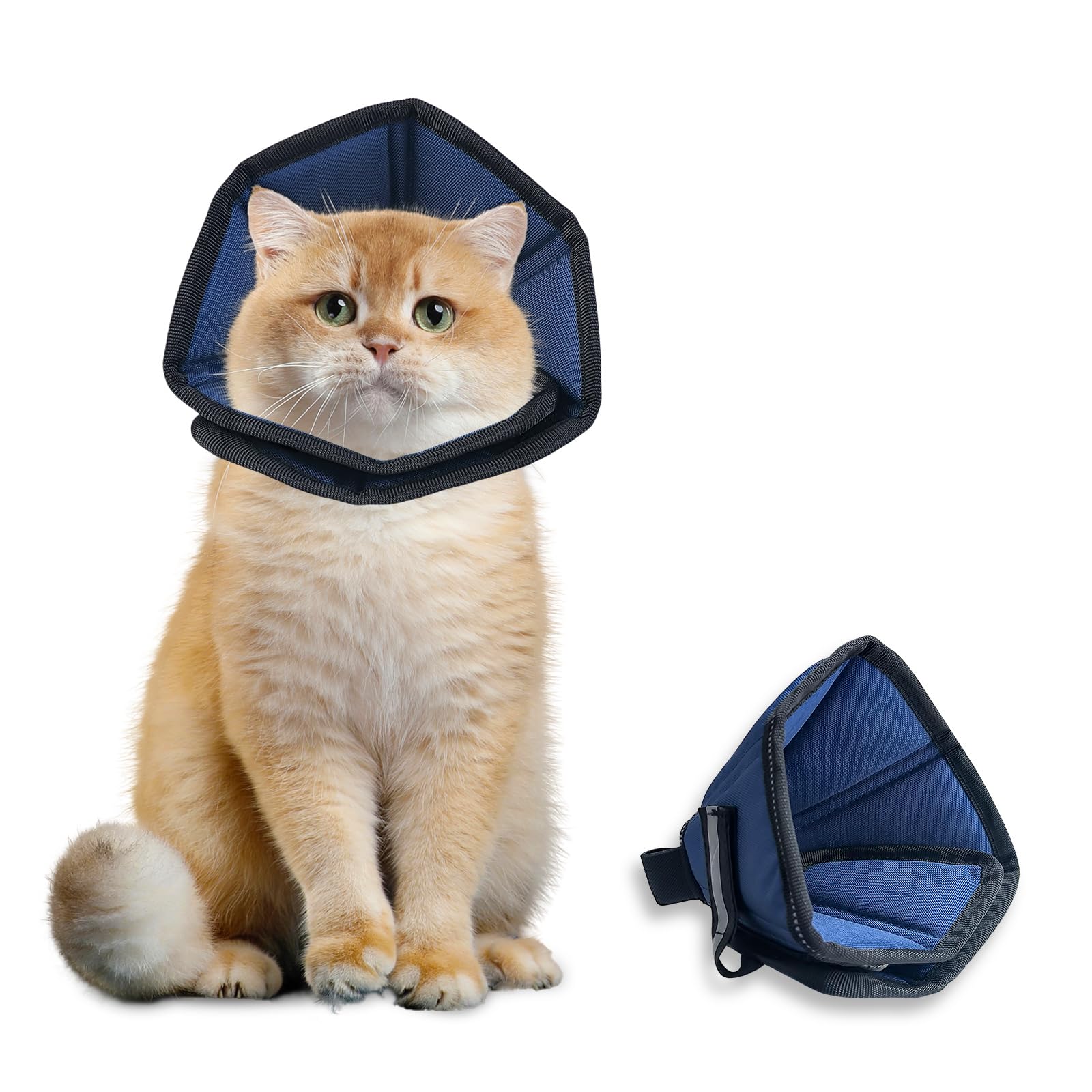 **Adjustable Soft Dog Cone Collar for Small Dogs & Cats - Post-Surgery Recovery E-Collar with 360° Vision - Comfortable Pet Cone to Prevent Licking & Scratching - Perfect for Wound Healing & Grooming Protection (Blue)**