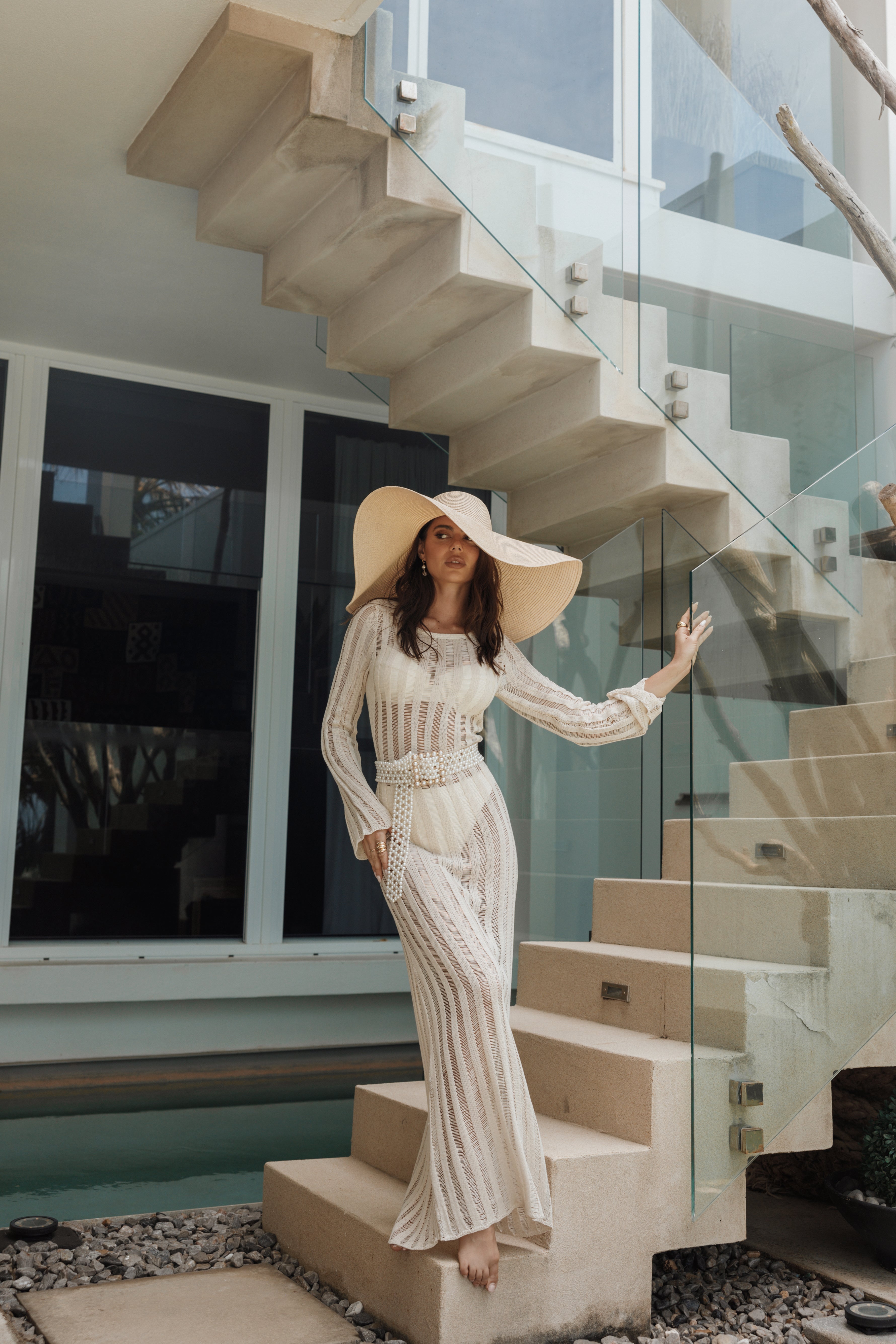 Elegant Long Sleeve Maxi Dress in Cream - Perfect for Fall Weddings, Date Nights & Special Occasions