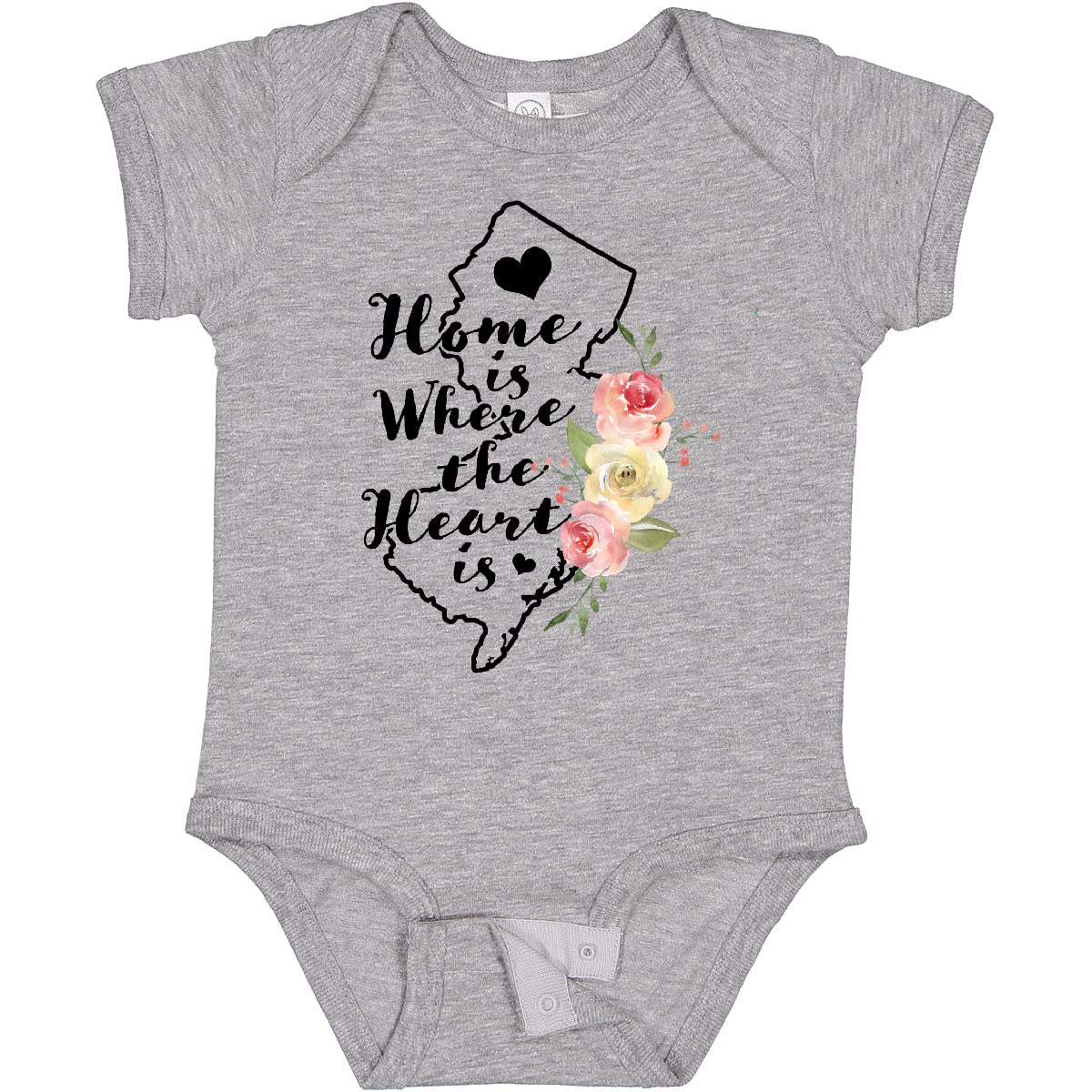 Inktastic New Jersey Home is Where The Heart is Watercolor Baby Bodysuit - Soft Cotton Infant Onesie for Boys & Girls - Perfect for Family Photos, Holidays & Everyday Wear
