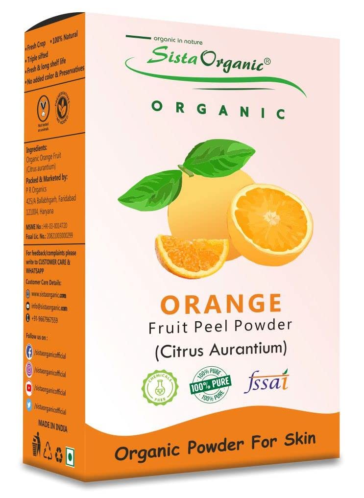 Organic Orange Peel Powder for Oil Control, Skin Whitening & Brightening | Reduces Wrinkles, Acne & Sunburn Scars | Minimizes Pores | Natural Face Cleanser & Mask (100g) - Perfect for Daily Skincare & DIY Beauty Treatments