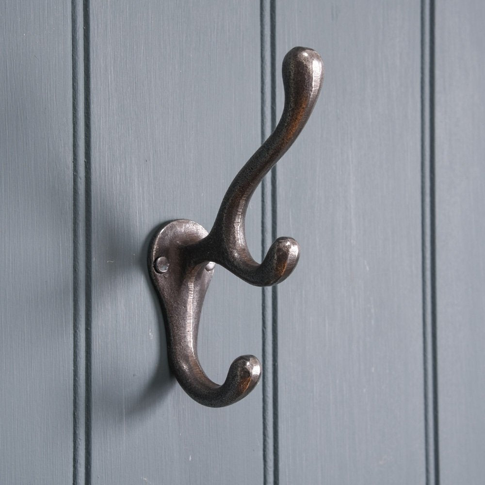 Cornibus Triple Hook Cast Iron - Heavy Duty Rust-Resistant Hanging Hooks for Kitchen, Garage, and Outdoor Use