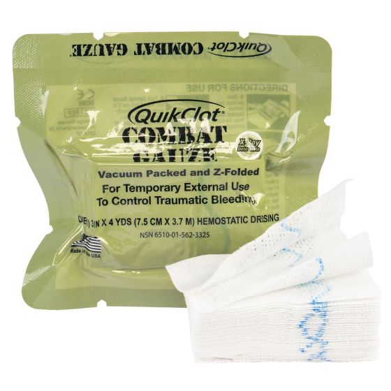 Combat Z Fold Gauze Bandage 3 Inch x 4 Yard - First Aid Wound Dressing for Emergency Kits, Survival Gear & Medical Supplies