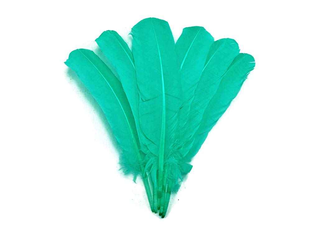 1 Lb. Bulk Aqua Green Turkey Tom Rounds Secondary Wing Quill Feathers for Halloween Crafts, DIY Costumes & Home Decor | Wholesale Craft Supplies by Moonlight Feather