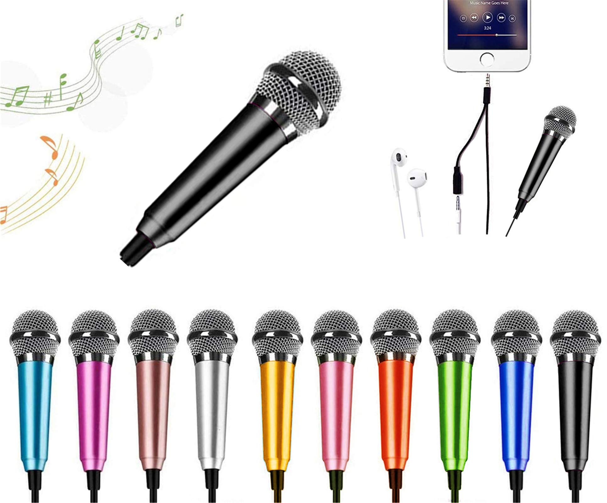 DELADOLA Mini Microphone - Portable Tiny ASMR Mic for iPhone, Android, Laptop | Crystal Clear Voice Recording, Karaoke Singing, Live Streaming & Video Calls (Black) - Perfect for Podcasting, Gaming, Online Meetings & Content Creation