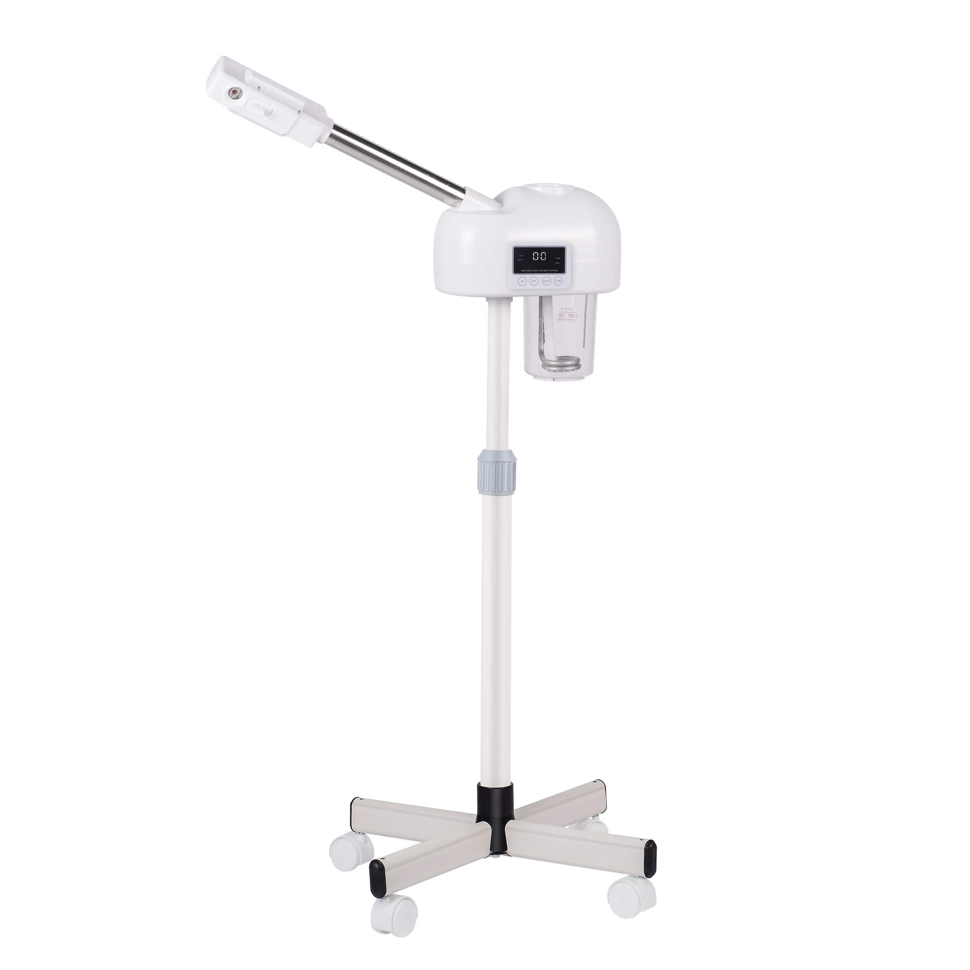 Professional Facial Steamer with LCD Display - Hot Mist Skin Care Device for Estheticians & Home Use, Adjustable Height & Wheels for Salon & Spa | Deep Cleansing, Blackhead Removal & Relaxation Therapy