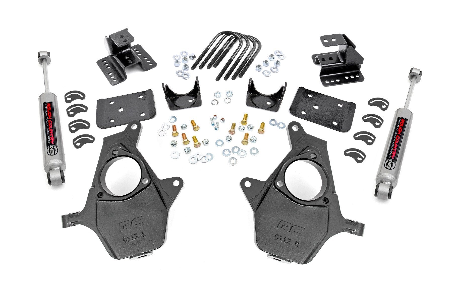 2 Inch Front & 4 Inch Rear Lowering Kit for Chevy/GMC 1500 (2014-2018) | Aluminum/Stamped Knuckle | Truck Suspension Lowering System | Perfect for Street Performance & Custom Truck Builds