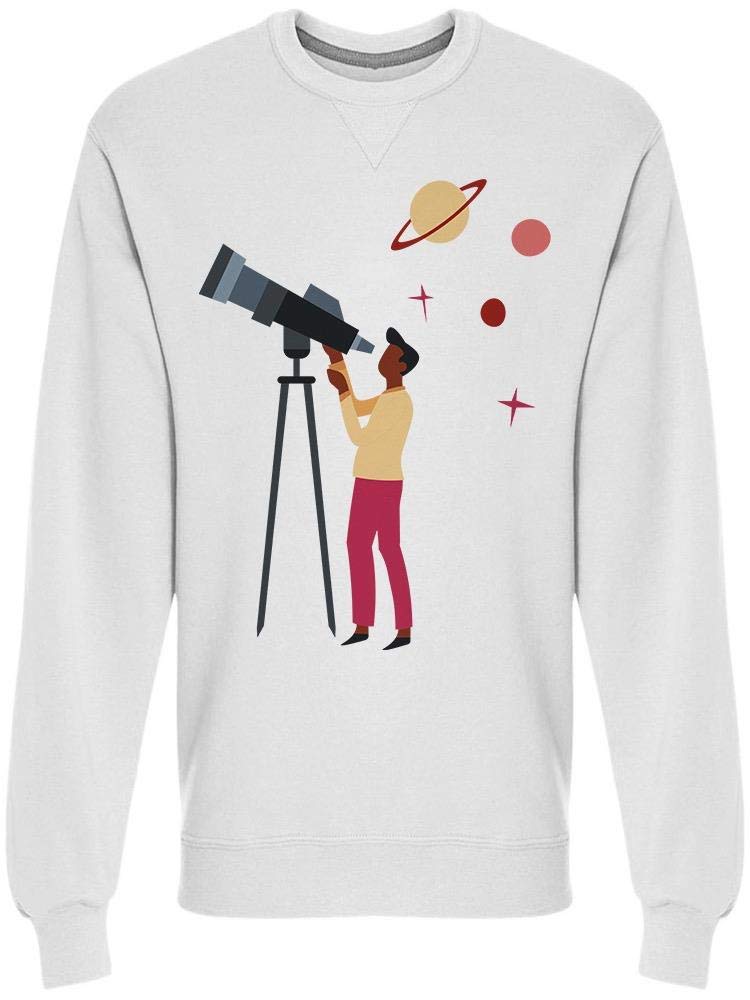 Men's Telescope Graphic Sweatshirt - Casual Astronomer Pullover for Stargazing & Outdoor Activities