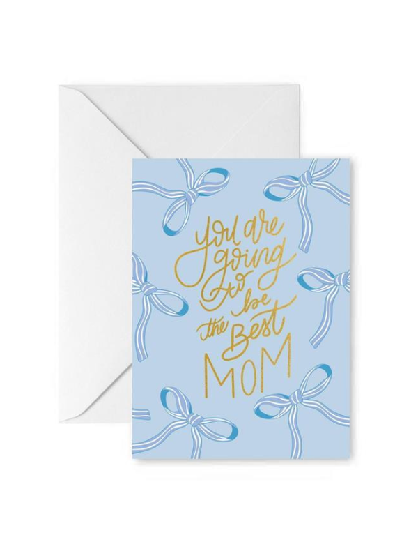Best Mom Greeting Card with Blue Bow - Perfect for Mother's Day, Birthday & Thank You Gifts | Heartwarming Keepsake for Special Occasions