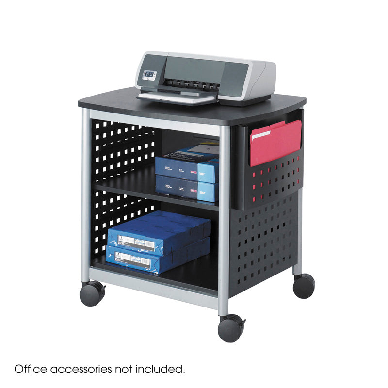 DuraScoot Black & Silver Printer Stand for Desk - Compact Side Printer Holder for Home & Office Workspace Organization