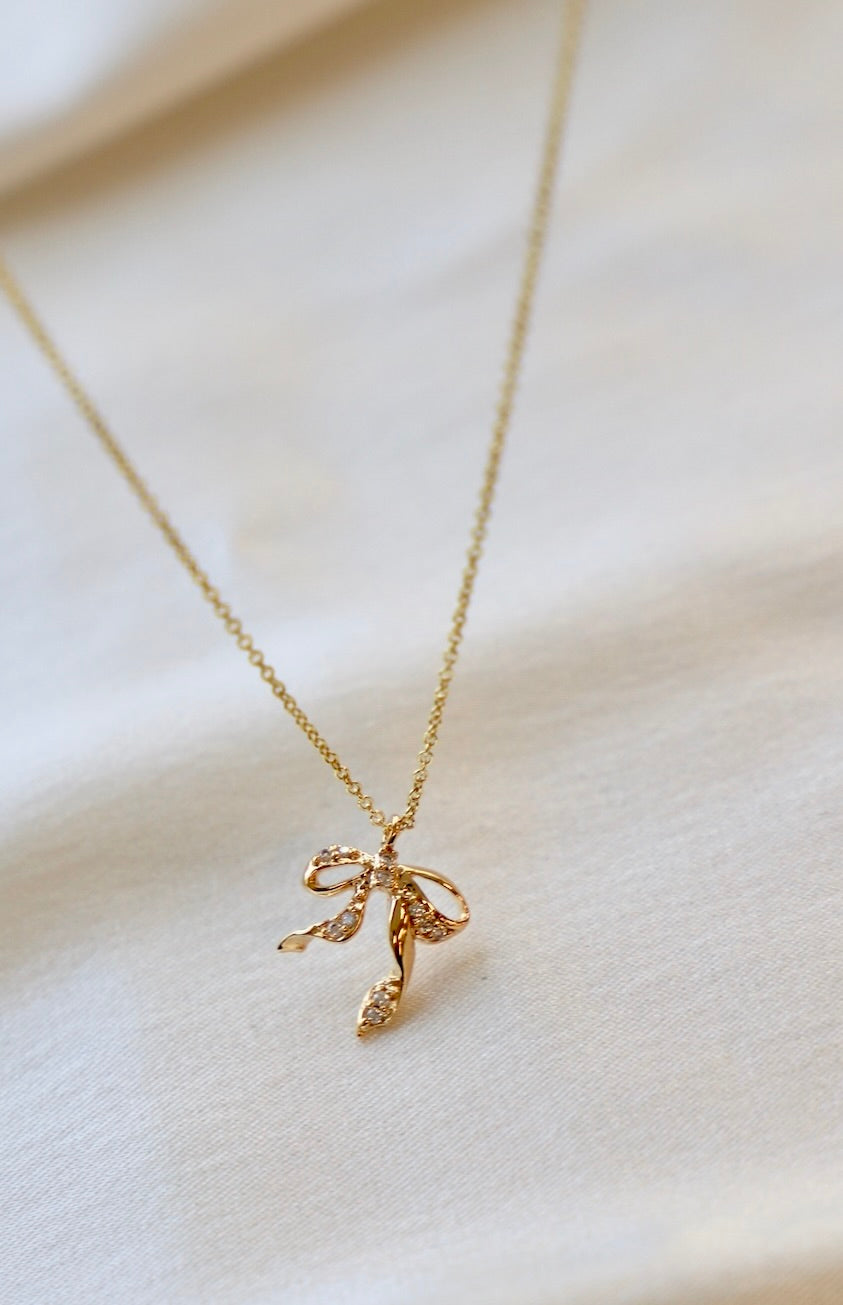 CZ Bow Necklace - Elegant Cubic Zirconia Jewelry for Women | Perfect for Parties, Weddings & Everyday Wear