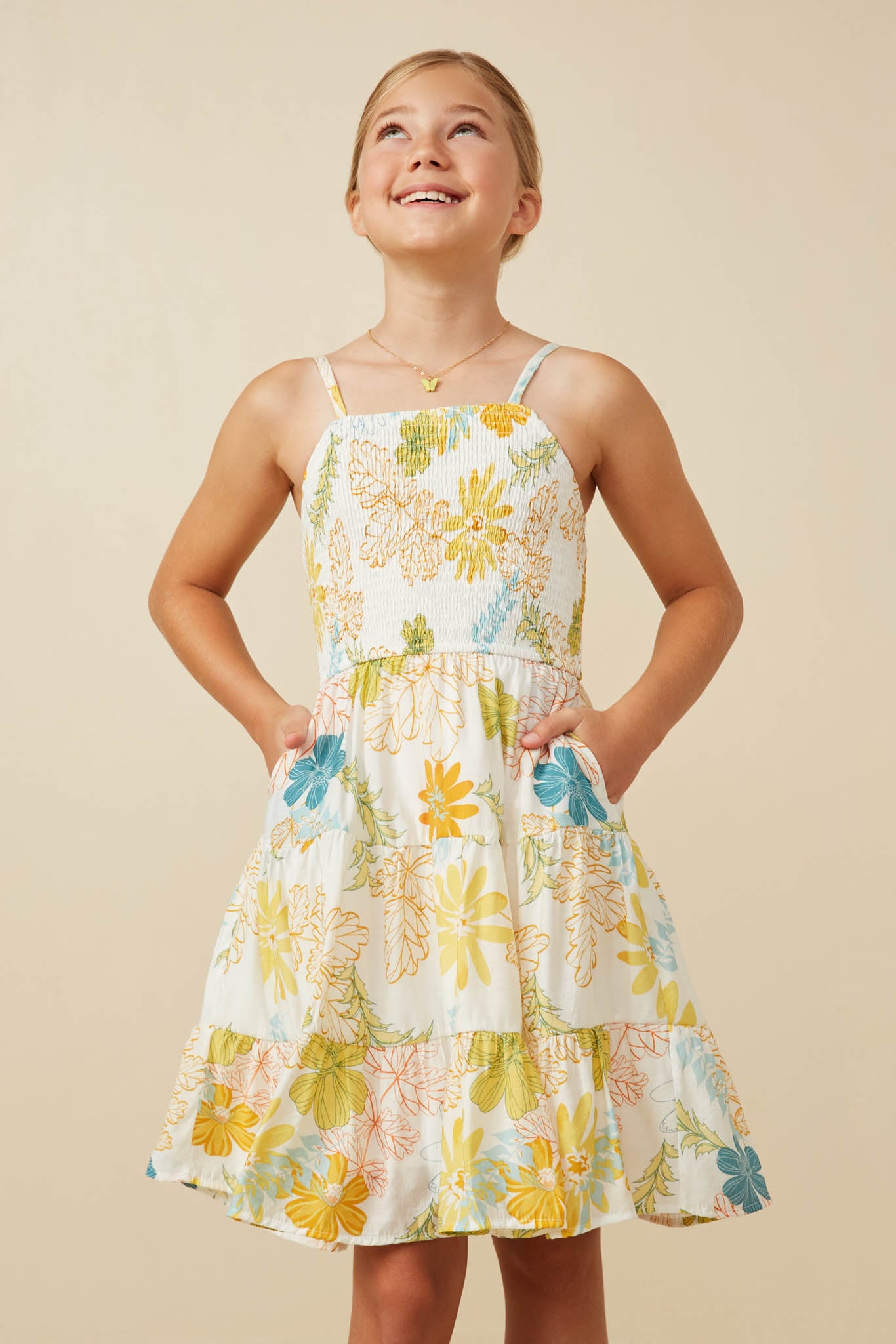 Tropical Foliage Print Smocked Tank Dress - Women's Summer Casual Sundress for Beach Vacation & Outdoor Parties