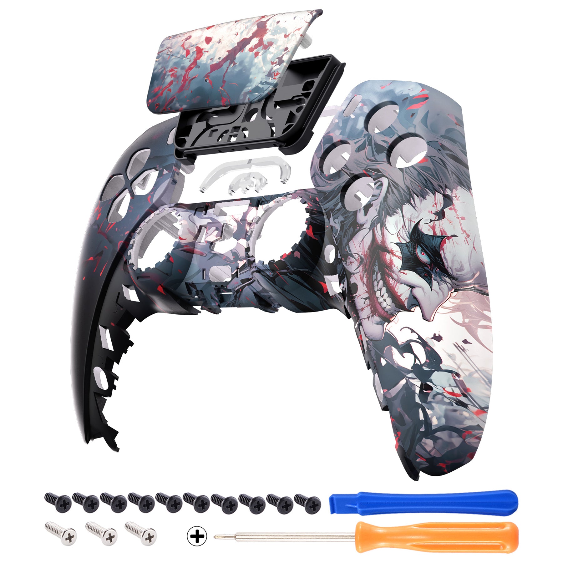 eXtremeRate Killer Clown Front Housing Shell for PS5 Controller BDM-010/020/030/040/050 - DIY Replacement Shell & Custom Touchpad Cover (ZPFR013G3) - Perfect for Gaming Enthusiasts & Custom Mods