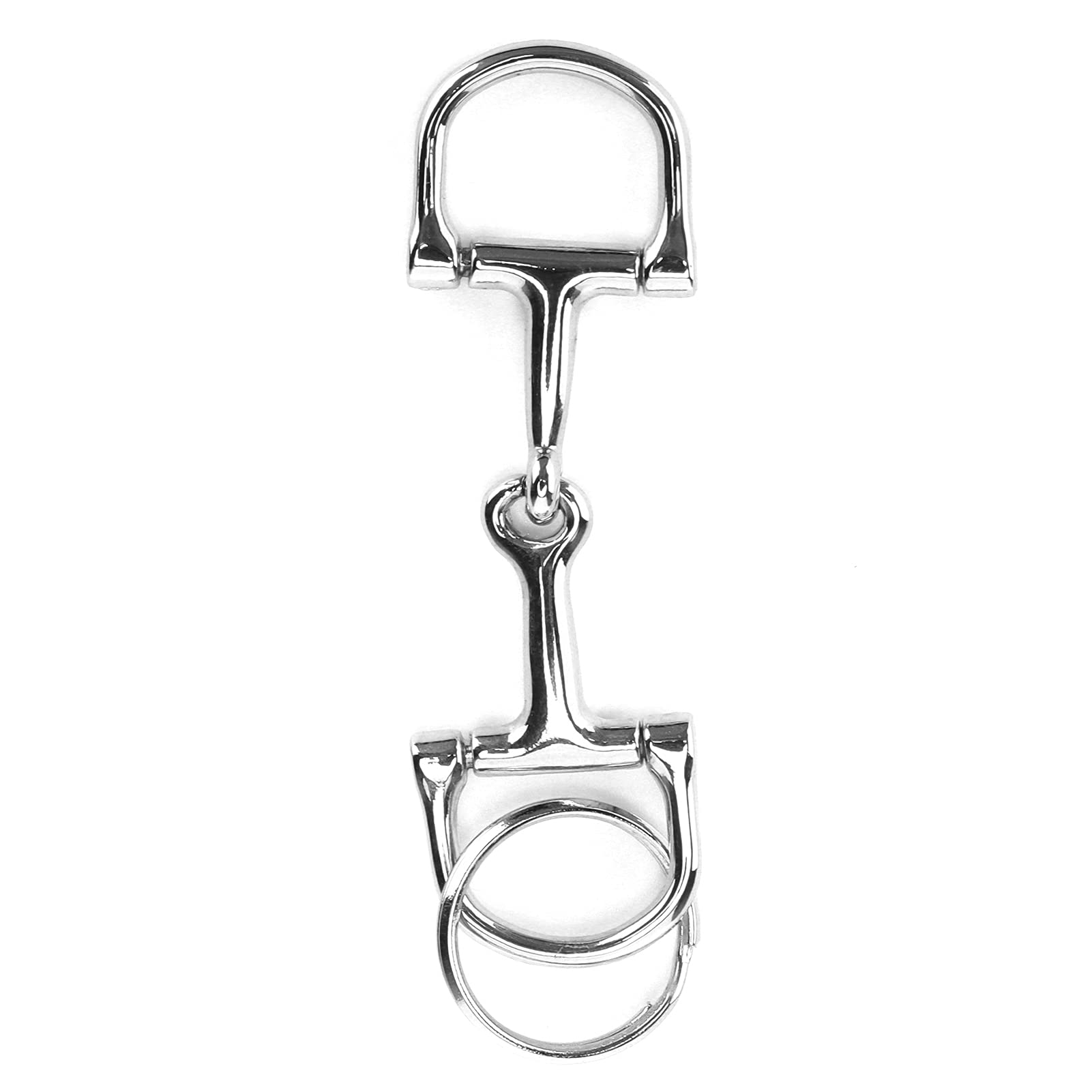 Silver Metal Horse Snaffle Bit Keychain - D-Shaped Key Ring with Claw Clasp Hook for Jewelry Making, Home, Car & Office (10 x 3 cm) - Perfect for Equestrian Gifts, Key Organization & DIY Crafts