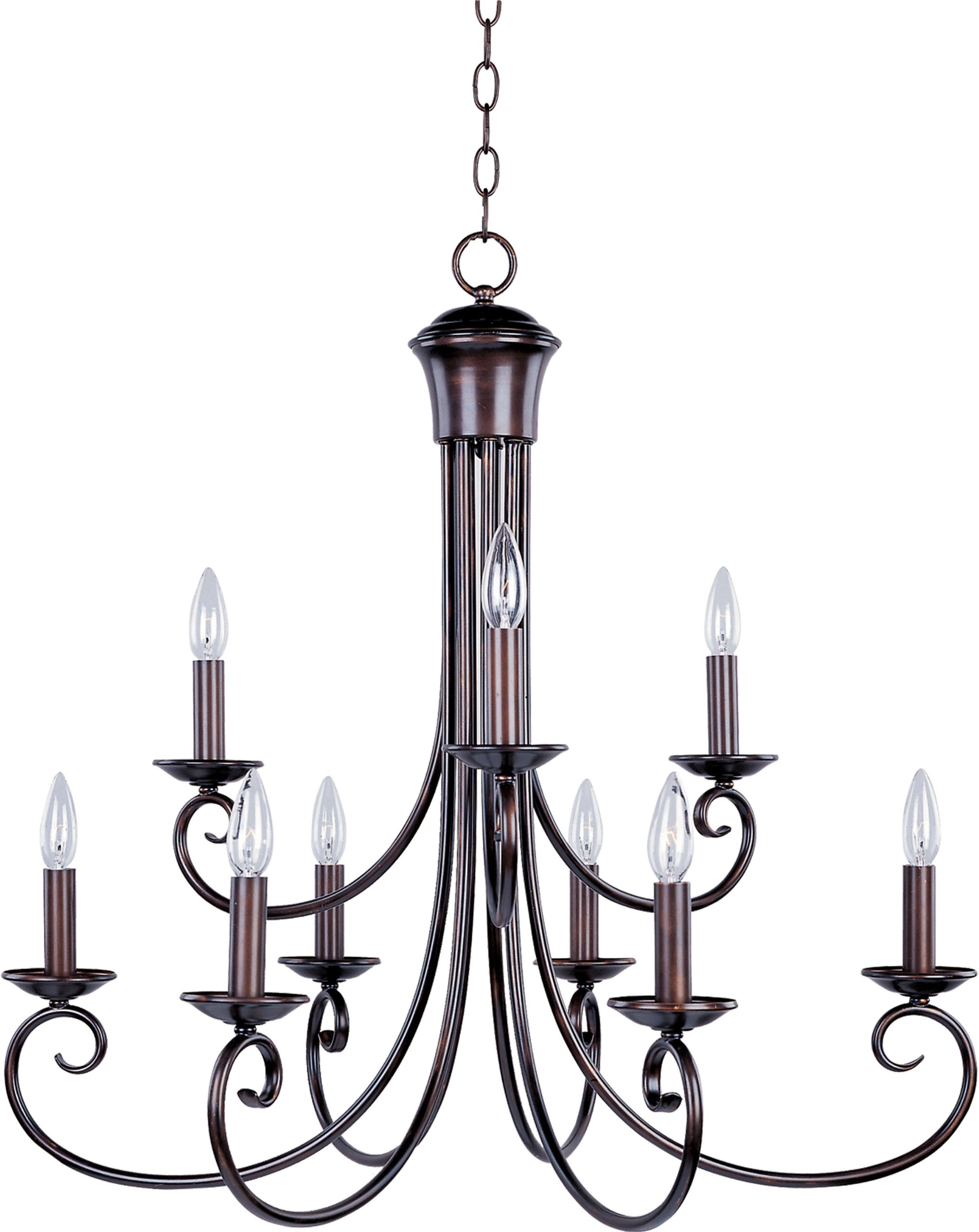 Maxim 70006OI Loft 2-Tier Candle Chandelier - 9-Light 540W Oil Rubbed Bronze Ceiling Light Fixture, 29
