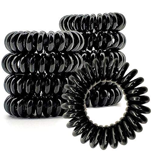 Mluffy Spiral Hair Ties No Crease - 8 Pack Coil Hair Bands for Women, Phone Cord Ponytail Holders (Brunette) - Perfect for Workouts, Yoga, Office & Everyday Hairstyles