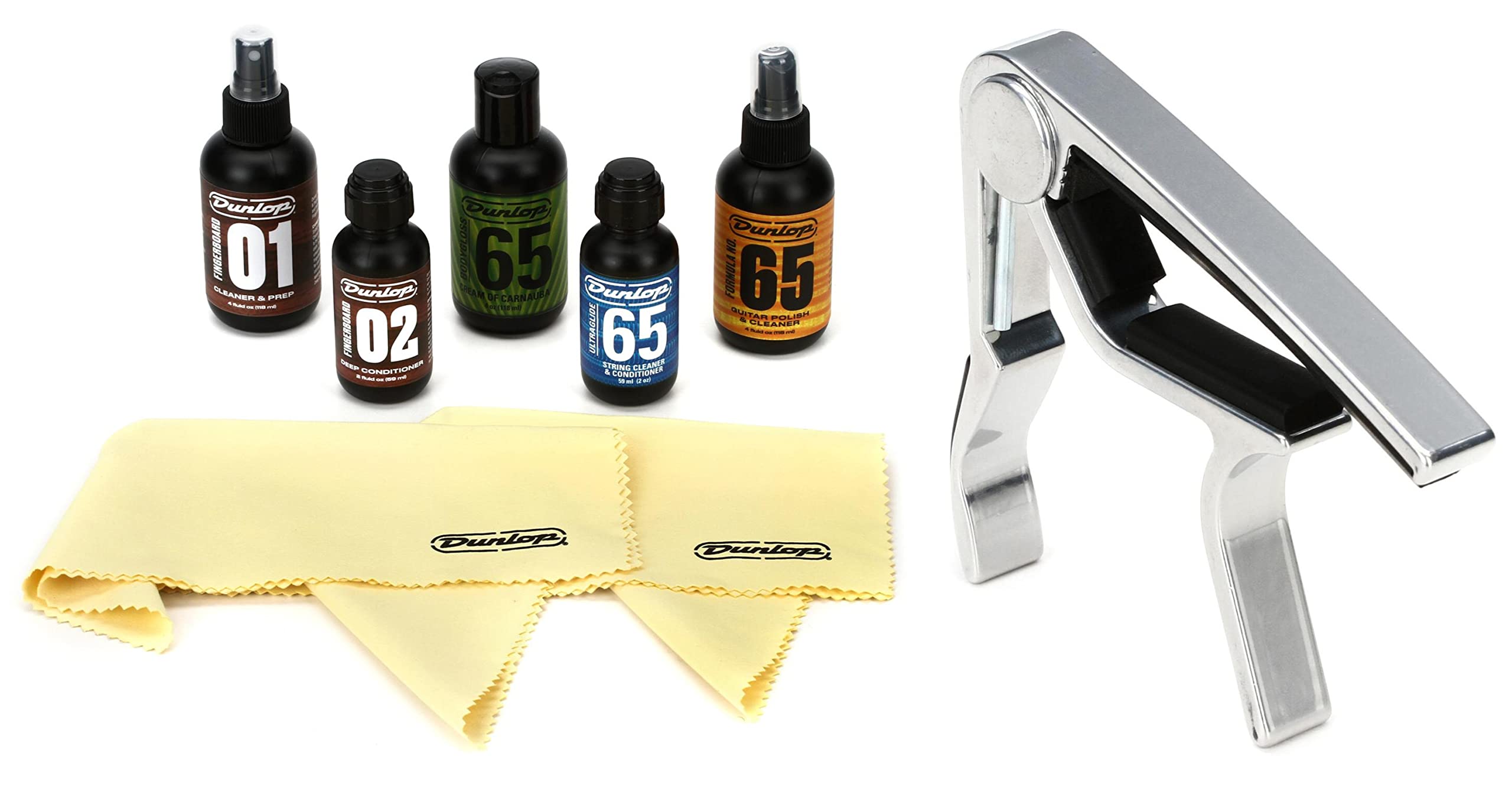 Dunlop 6500 System 65 Complete Guitar Maintenance Kit with 87N Trigger Electric Capo in Nickel - Professional Guitar Care Tools for String Changing, Cleaning & Setup - Perfect for Electric & Acoustic Guitars
