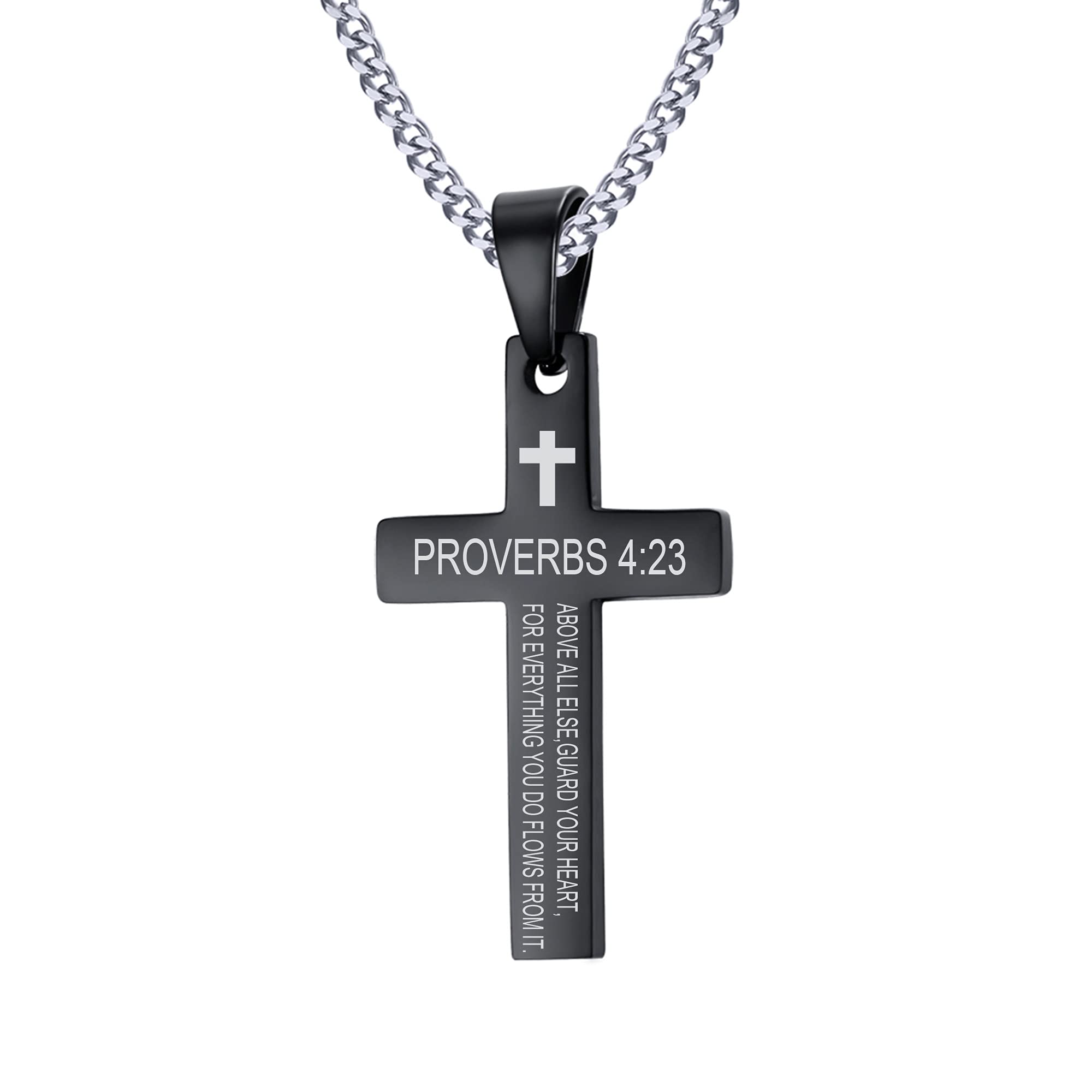 VNOX Christian Cross Necklace for Men & Women - Stainless Steel Bible Verse Gift for Baptism & Prayer