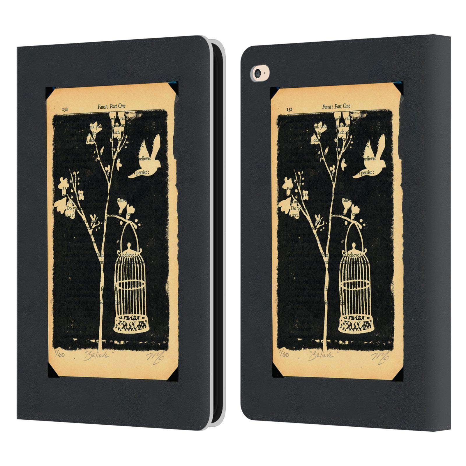 Head Case Designs Wyanne Believe Gocco Print Birds Leather Book Wallet Case Cover for Apple iPad Air 2 (2014) - Perfect for Travel, Work & School