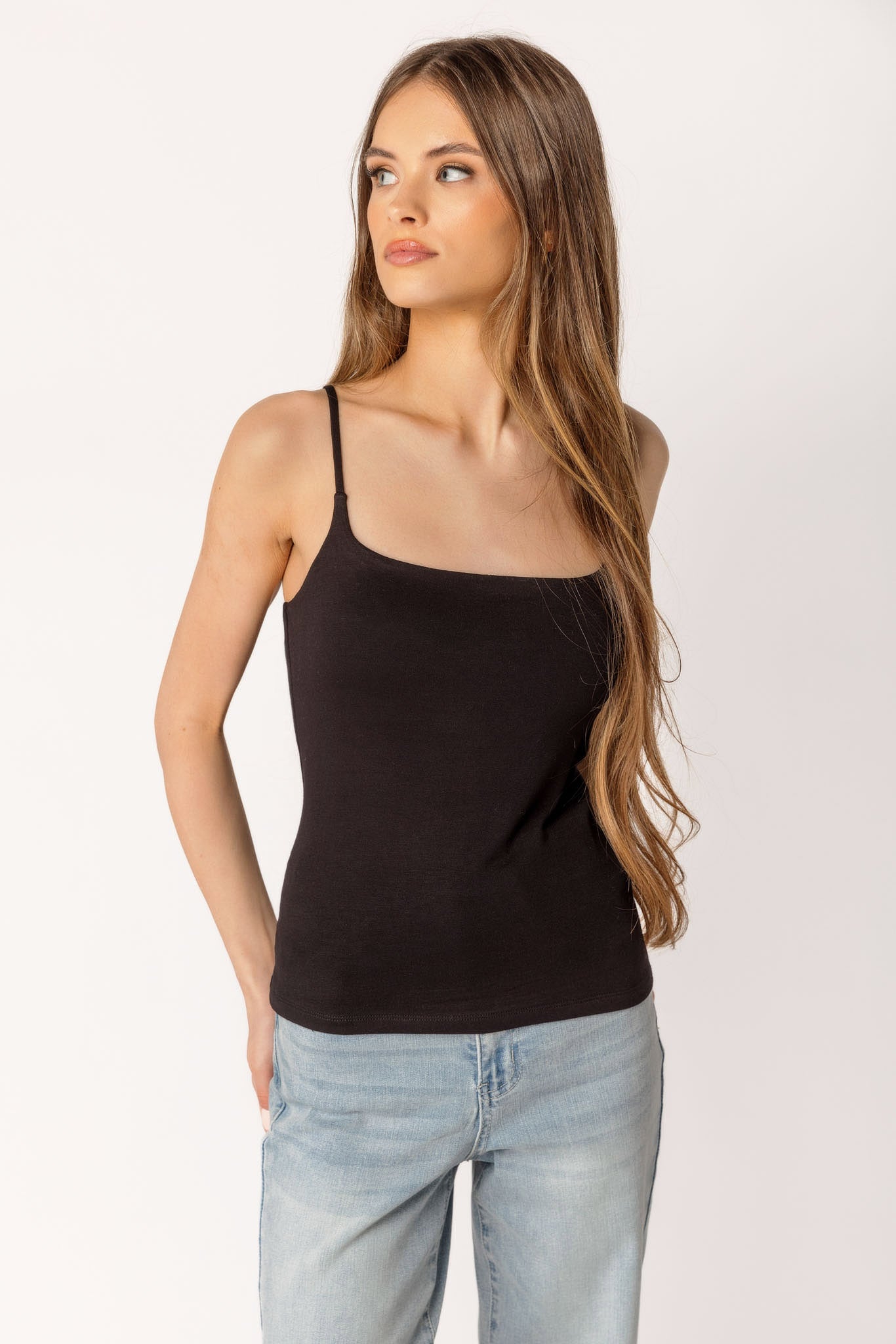 Women's Scoop Neck Cami Top with Removable Padded Cups - Soft Stretchy Tank for Layering, Casual Wear & Everyday Comfort