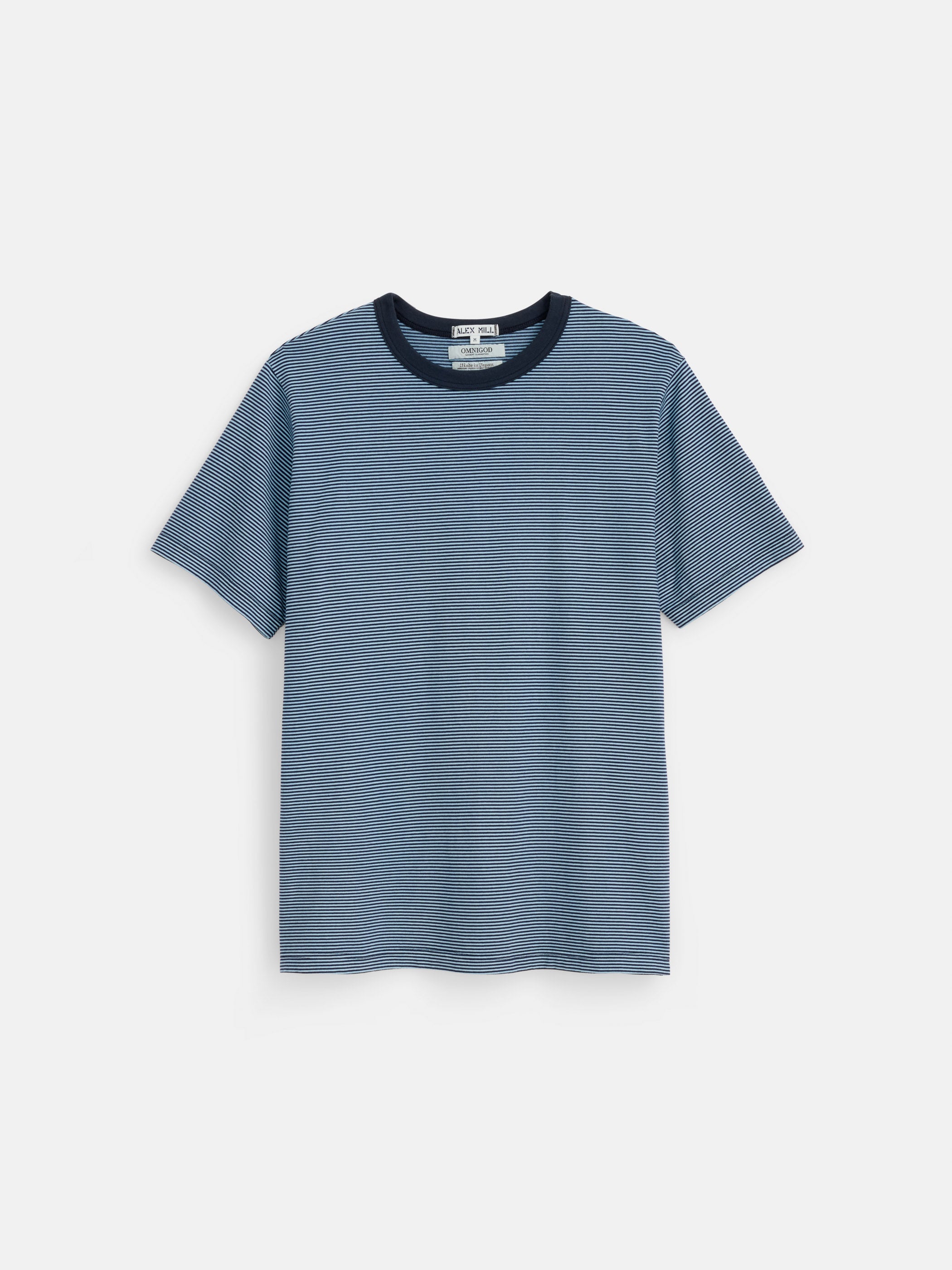 OMNIGOD x Alex Mill Men's Fine Stripe T-Shirt - Premium Cotton Casual Tee for Everyday Wear, Street Style & Layering