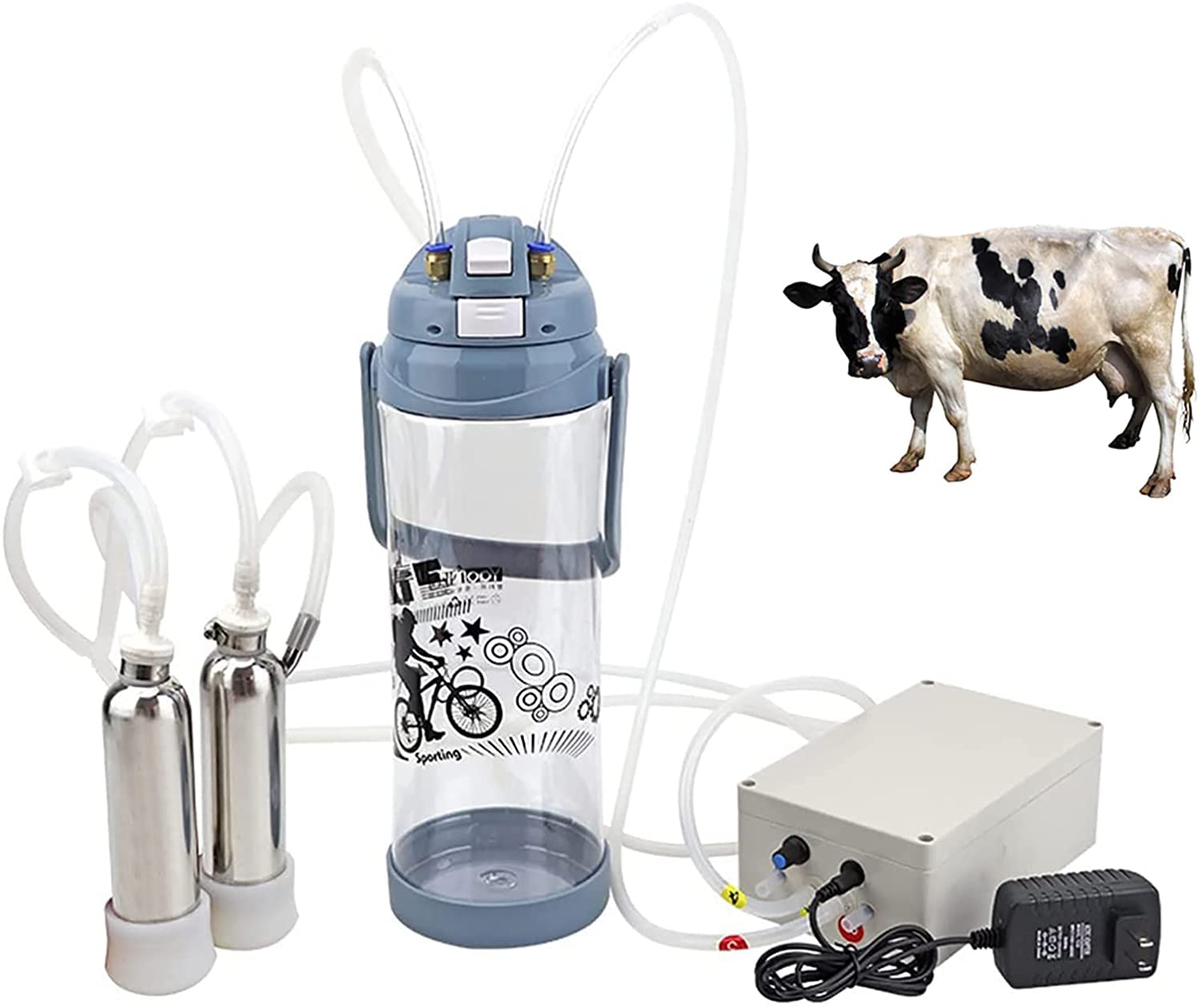 Electric Cow Milking Machine 3L - Portable Pulsating Milker for Cows, Goats & Sheep - Efficient Farm Suction Milk Pump for Dairy Ewes | Ideal for Small Farms, Homesteads & Livestock Care