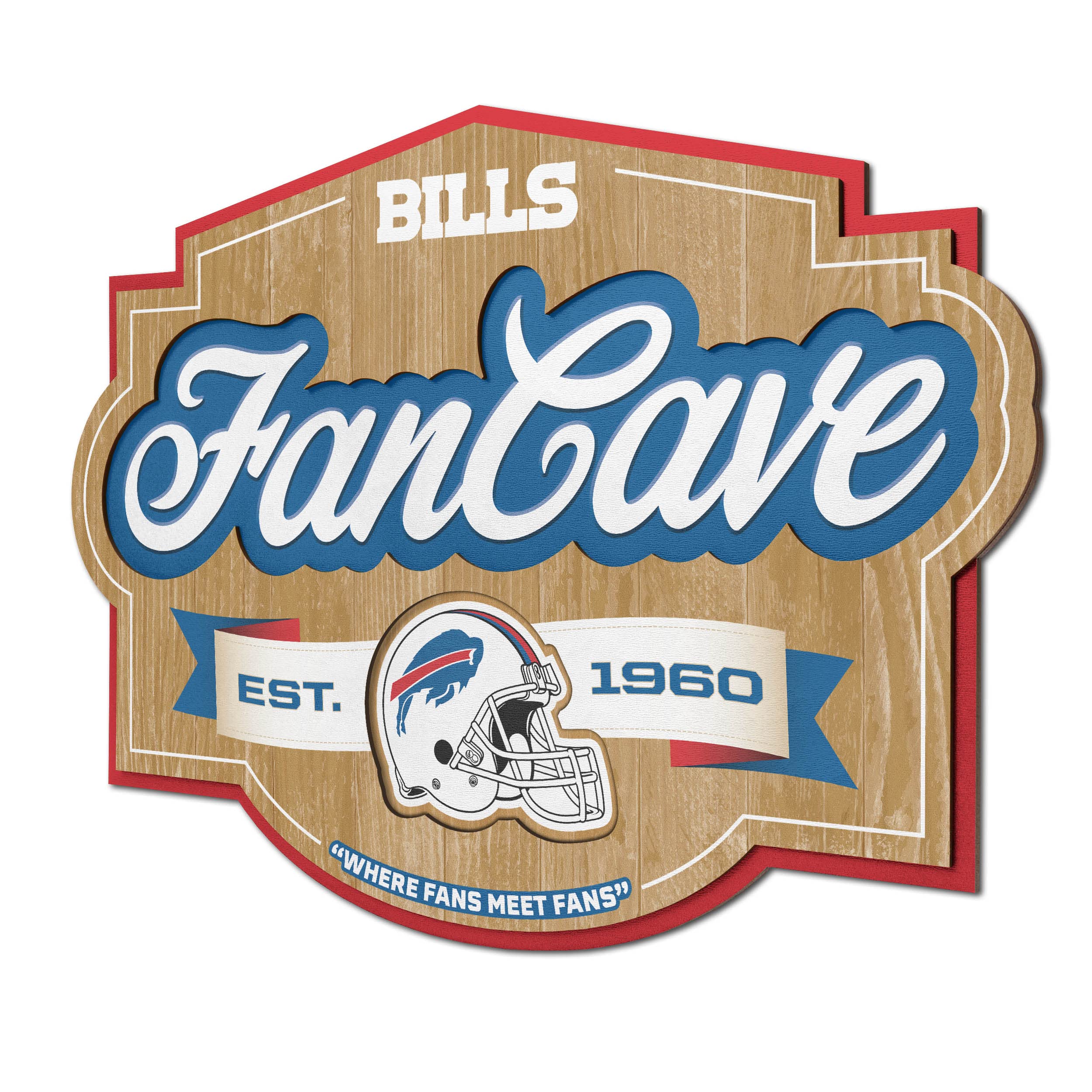 YouTheFan NFL Buffalo Bills Fan Cave Sign - Officially Licensed Team Logo Wall Decor for Game Room, Man Cave, Sports Bar & Home Decor