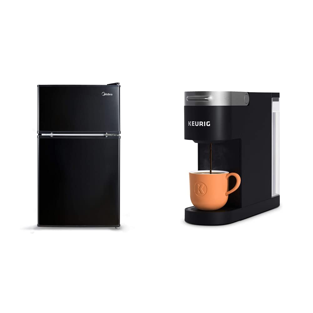 Midea 3.1 Cu. Ft. Compact Refrigerator with Freezer - Energy Efficient Mini Fridge for Dorm, Office, or Bedroom (Black) | Keurig K-Slim Single Serve Coffee Maker - Compact K-Cup Pod Brewer for Home & Office with 8-12 oz. Brew Sizes (Black) - Perfect for Small Spaces & Coffee Lovers